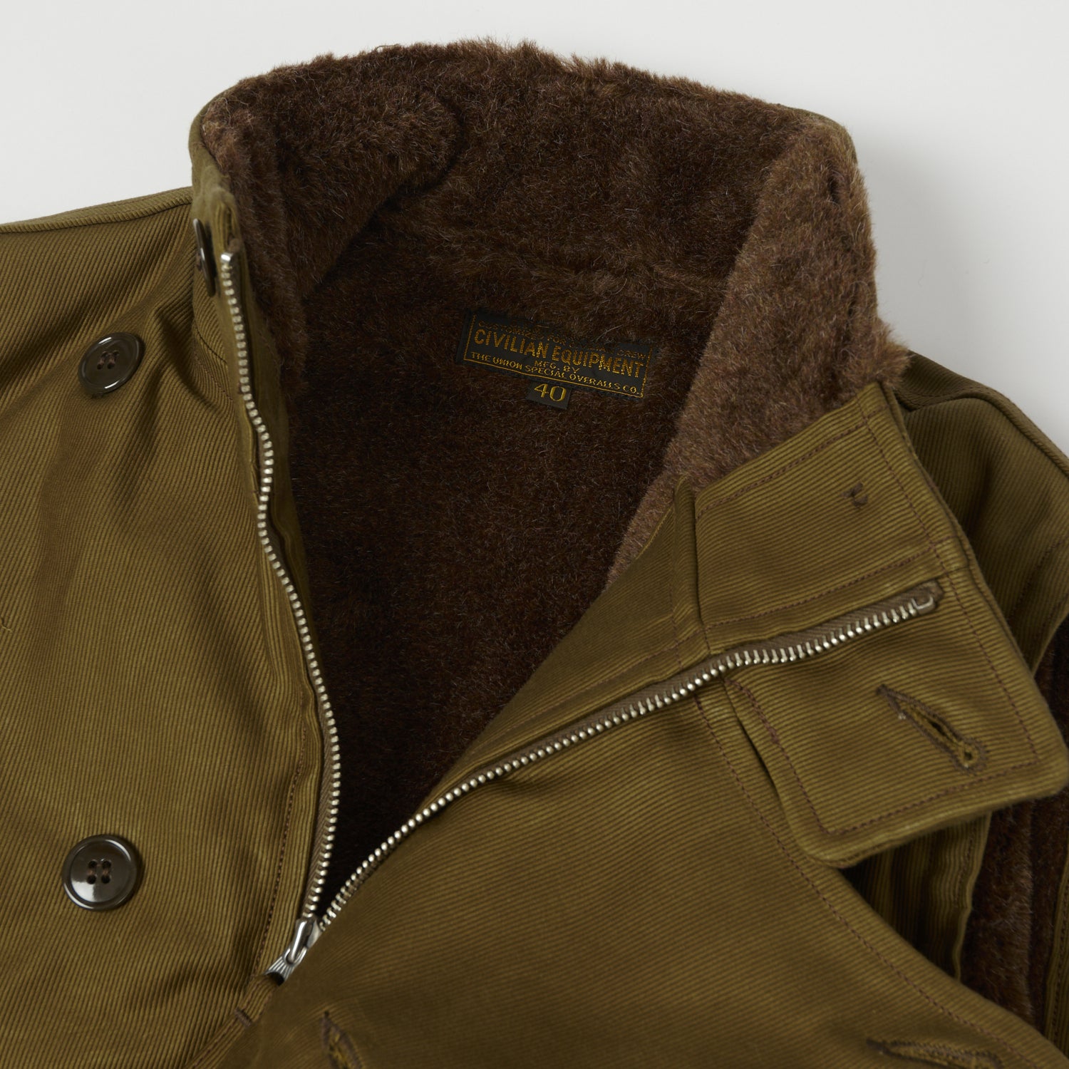 Freewheelers 2231007 ‘Winter Aviators’ Vest - Dark Khaki/Beige