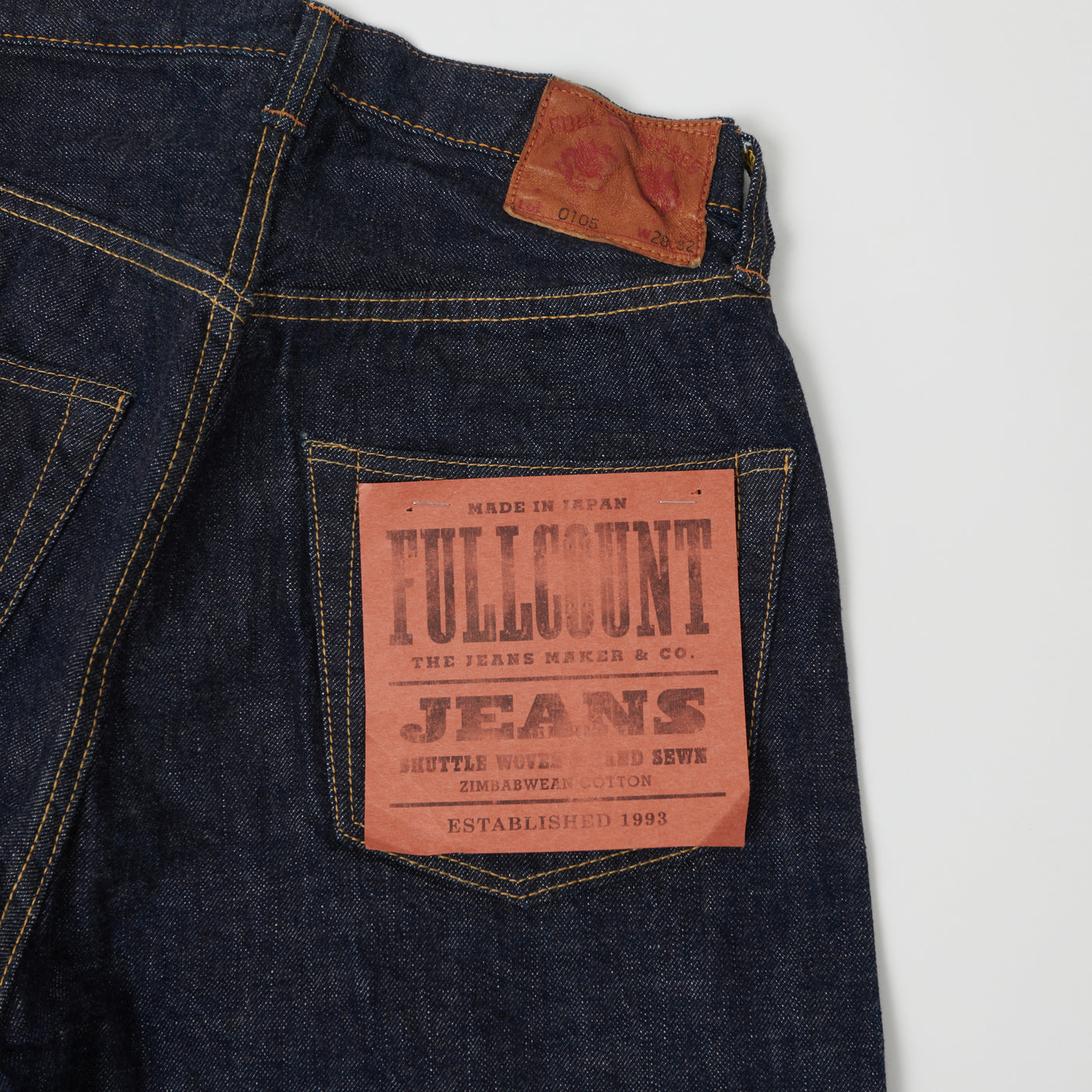 FULLCOUNT 0105 13.7oz Wide Straight Jean - One Wash