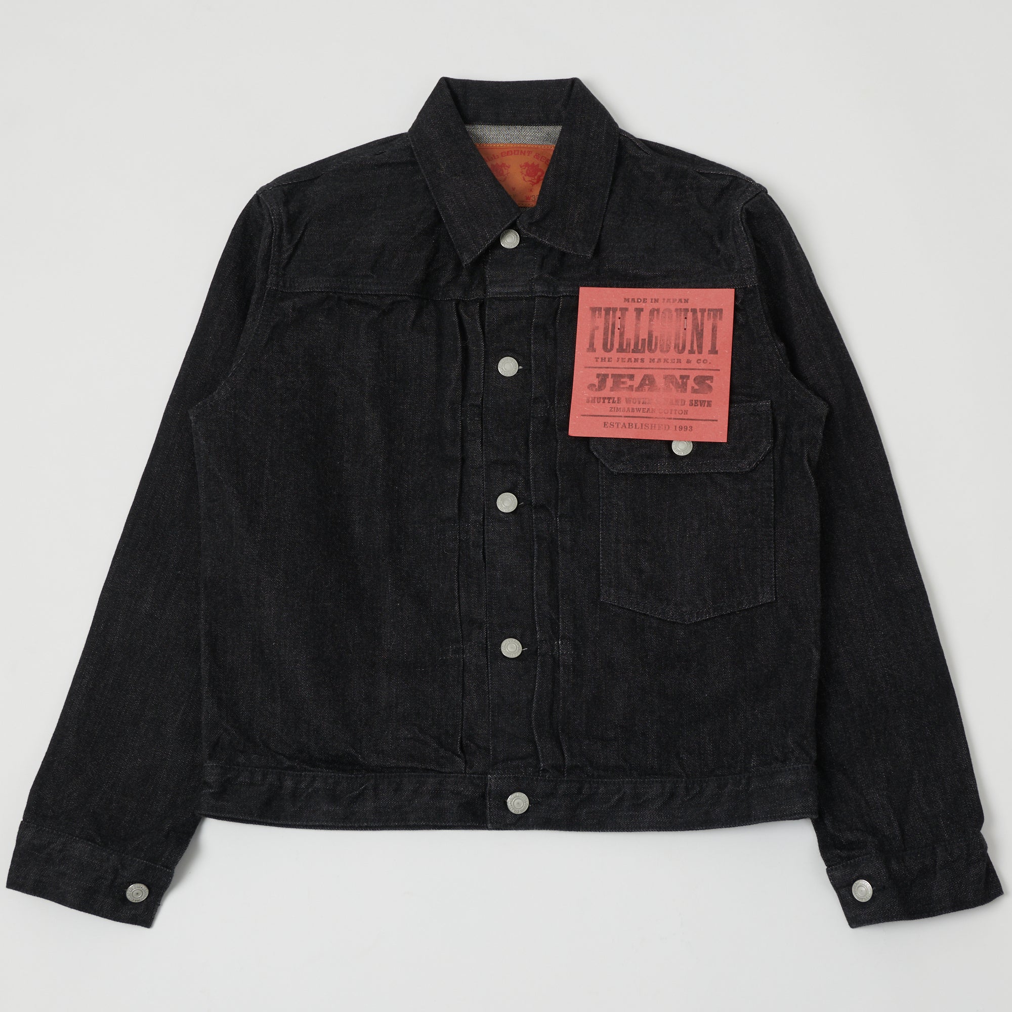FULLCOUNT 2107 13.75oz Type I Denim Jacket - Black One Wash