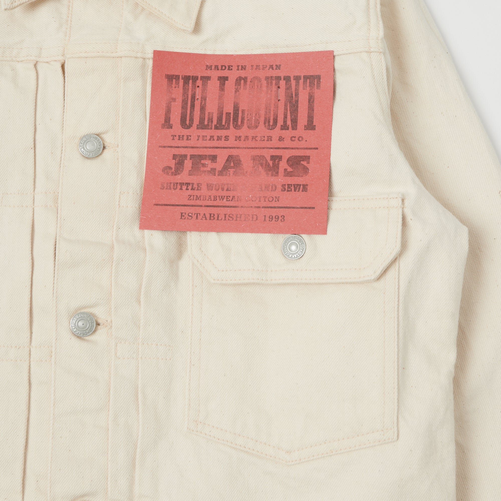 FULLCOUNT 2107 13.75oz Type I Denim Jacket - Ecru One Wash