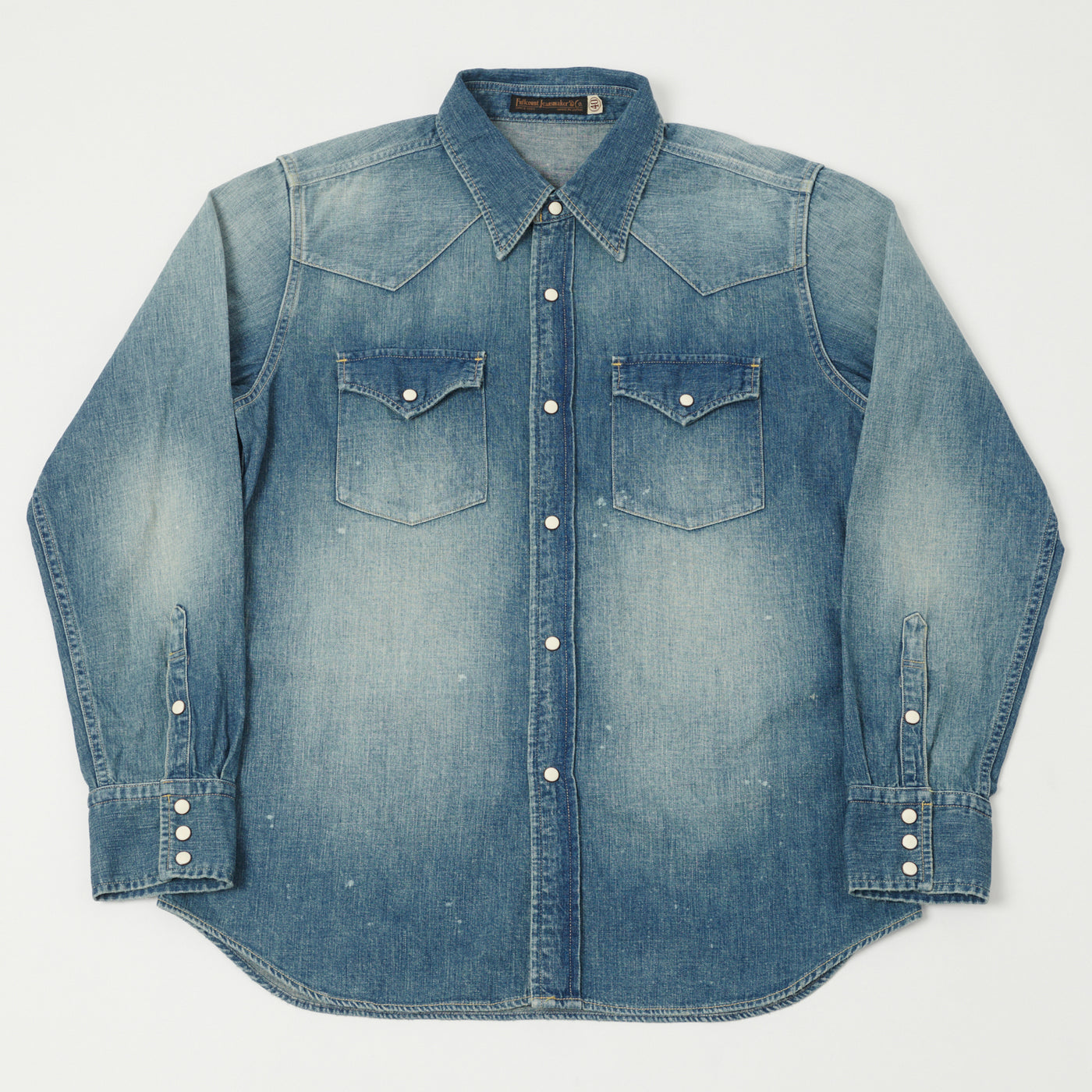 Full Count 4894HW Washed Western Denim Shirt - Rough Heavy Wash