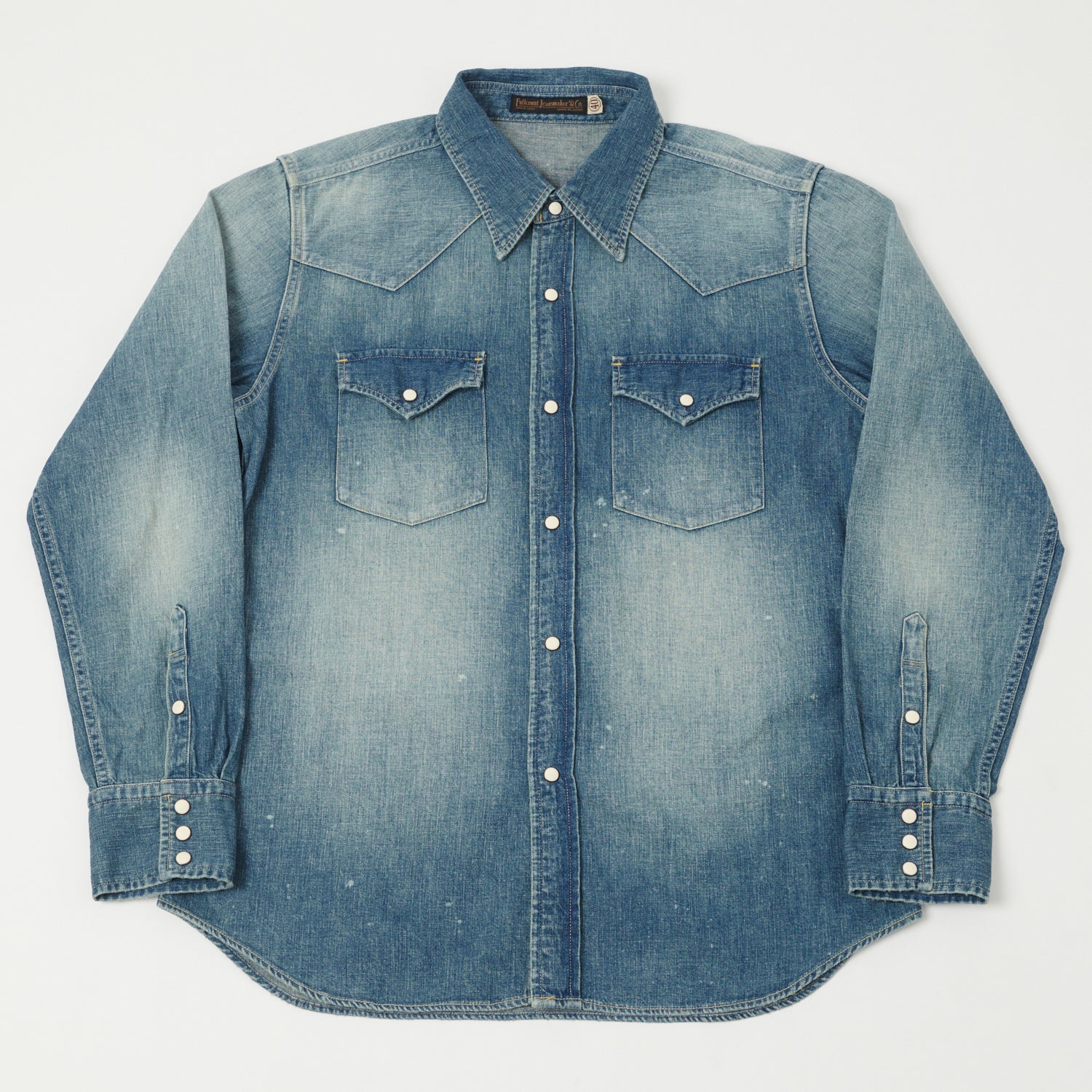 Full Count 4894HW Washed Western Denim Shirt - Rough Heavy Wash
