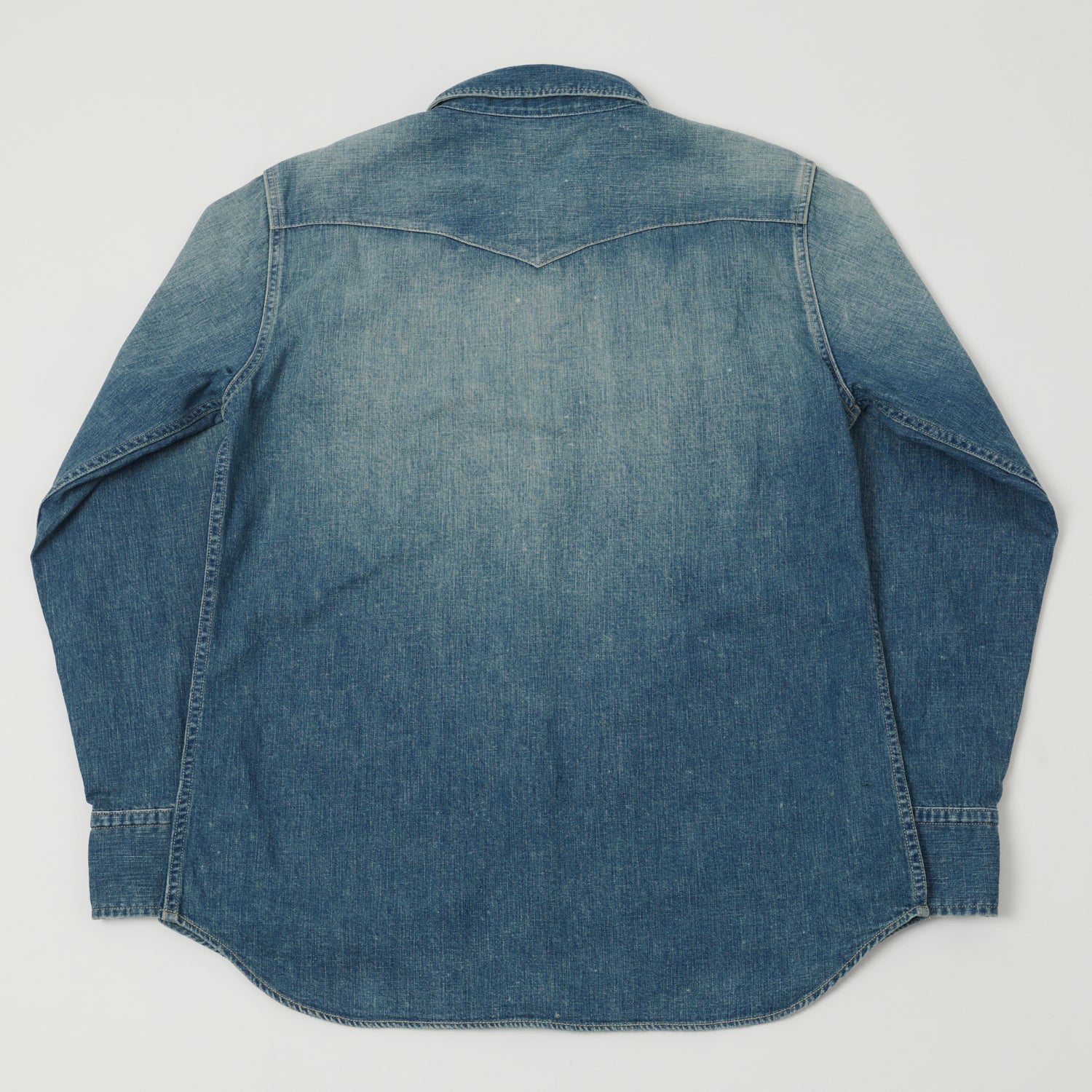 Full Count 4894HW Washed Western Denim Shirt - Rough Heavy Wash