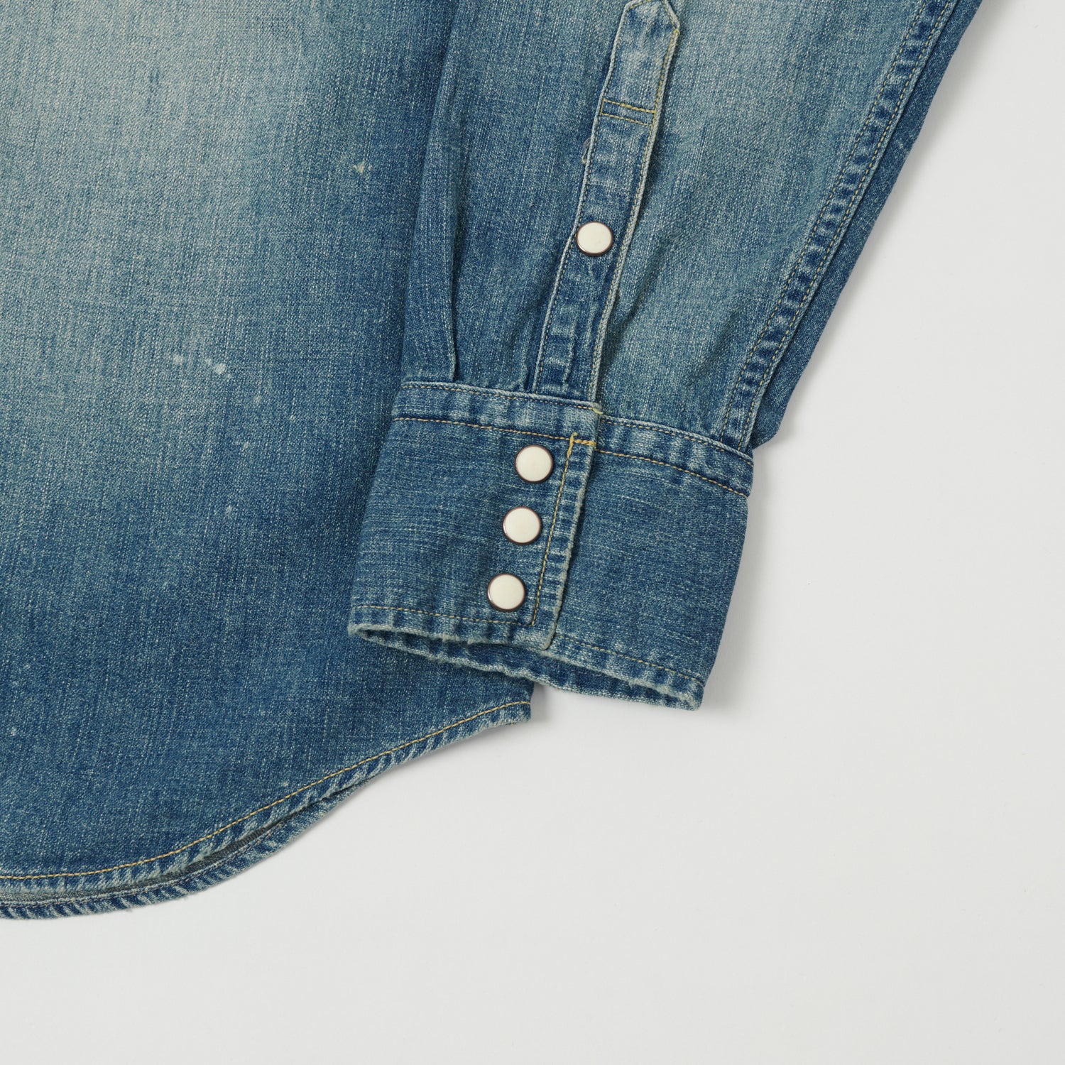 Full Count 4894HW Washed Western Denim Shirt - Rough Heavy Wash