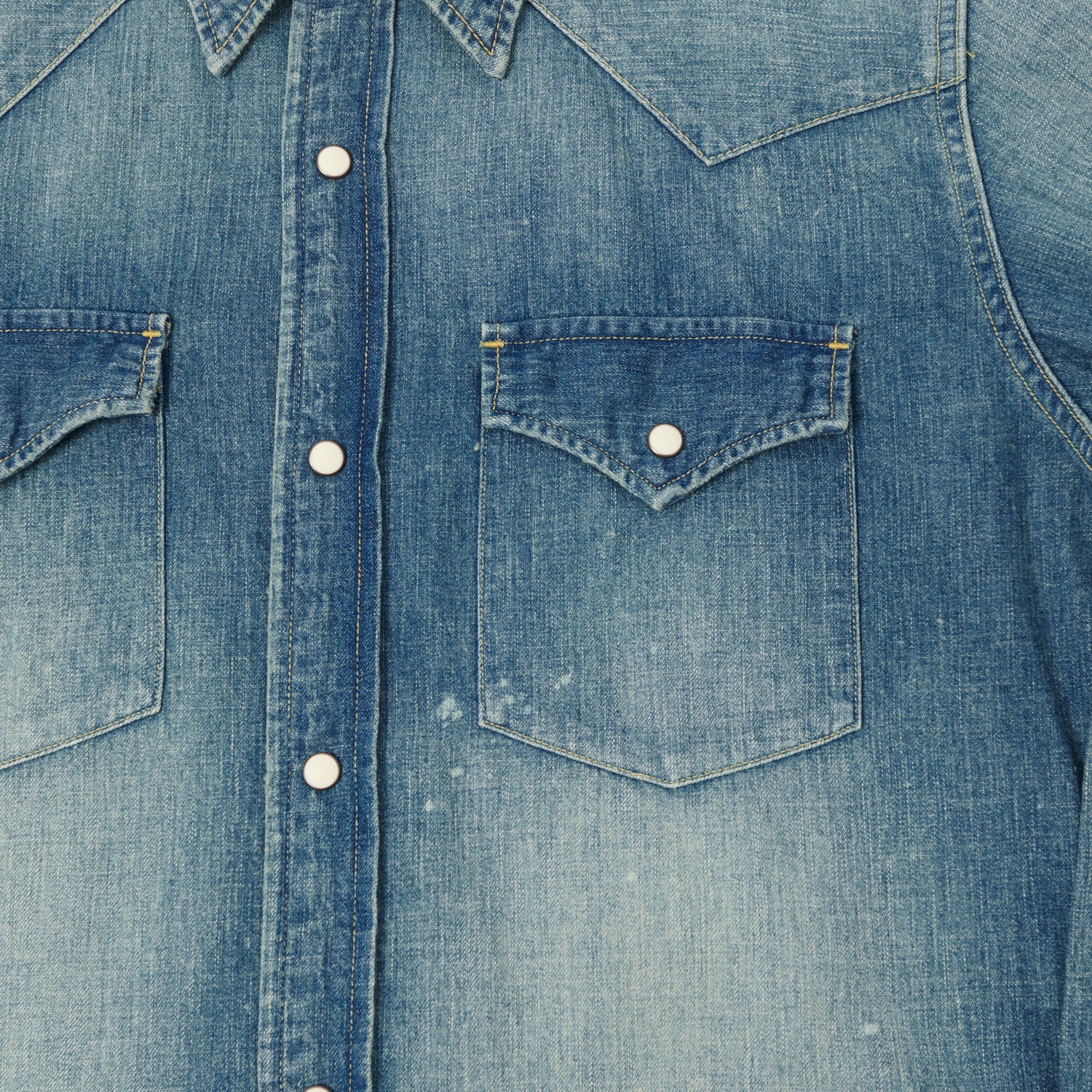 Full Count 4894HW Washed Western Denim Shirt - Rough Heavy Wash