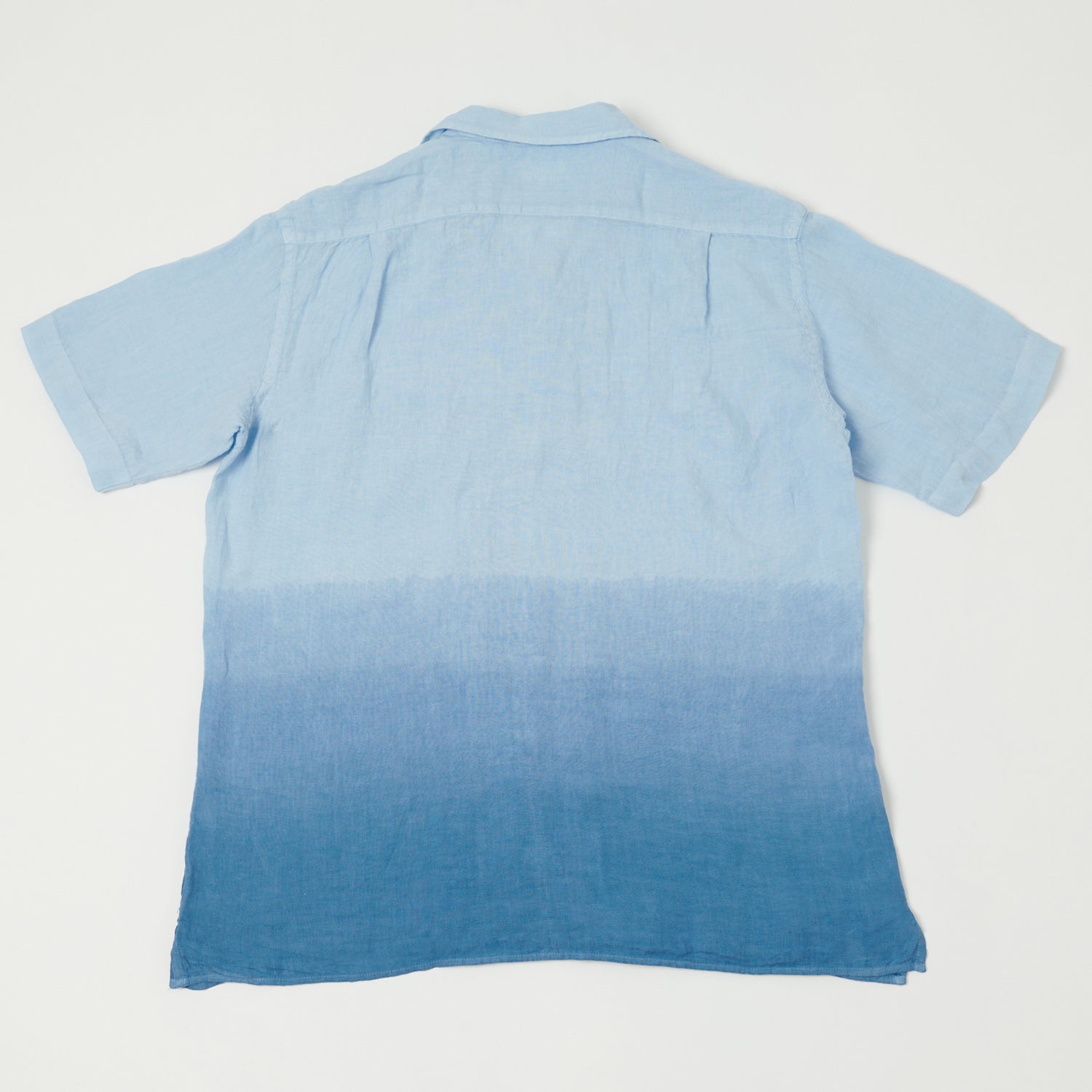 Hartford 'Palm' Camp Collar Linen Shirt - Tie Dye Azur/Nautic Blue