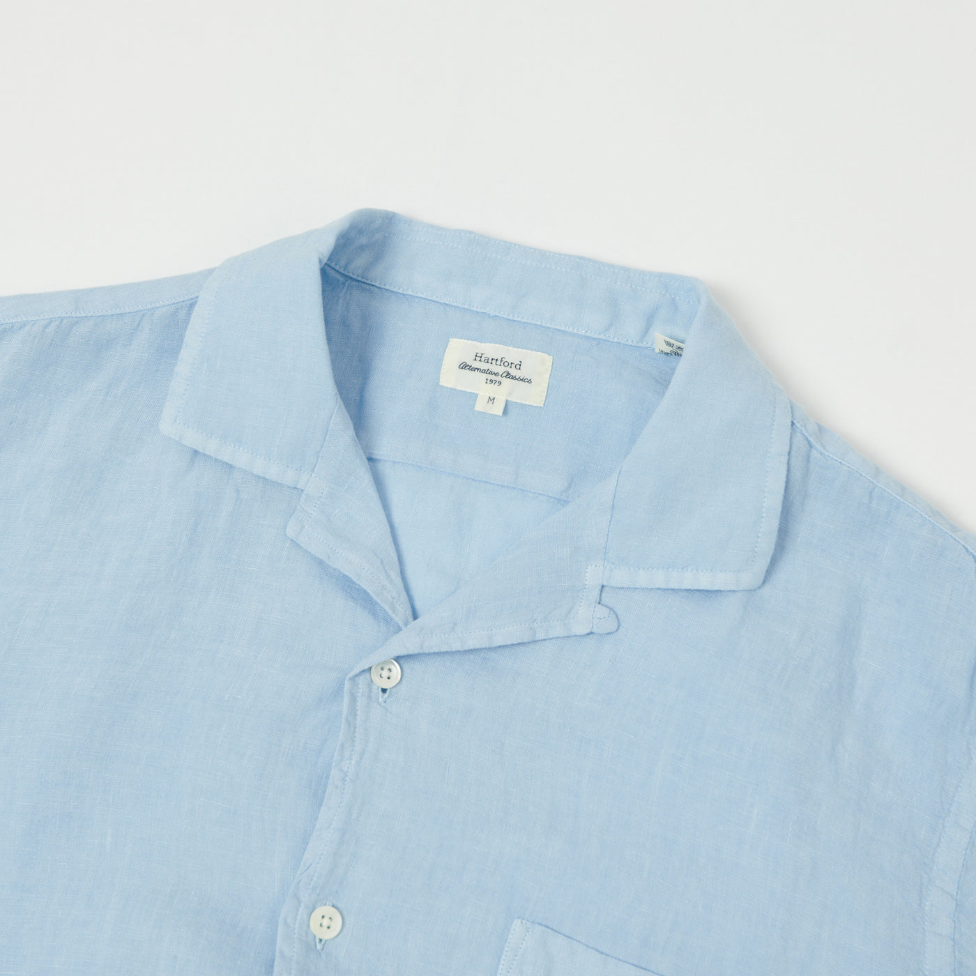 Hartford 'Palm' Camp Collar Linen Shirt - Tie Dye Azur/Nautic Blue