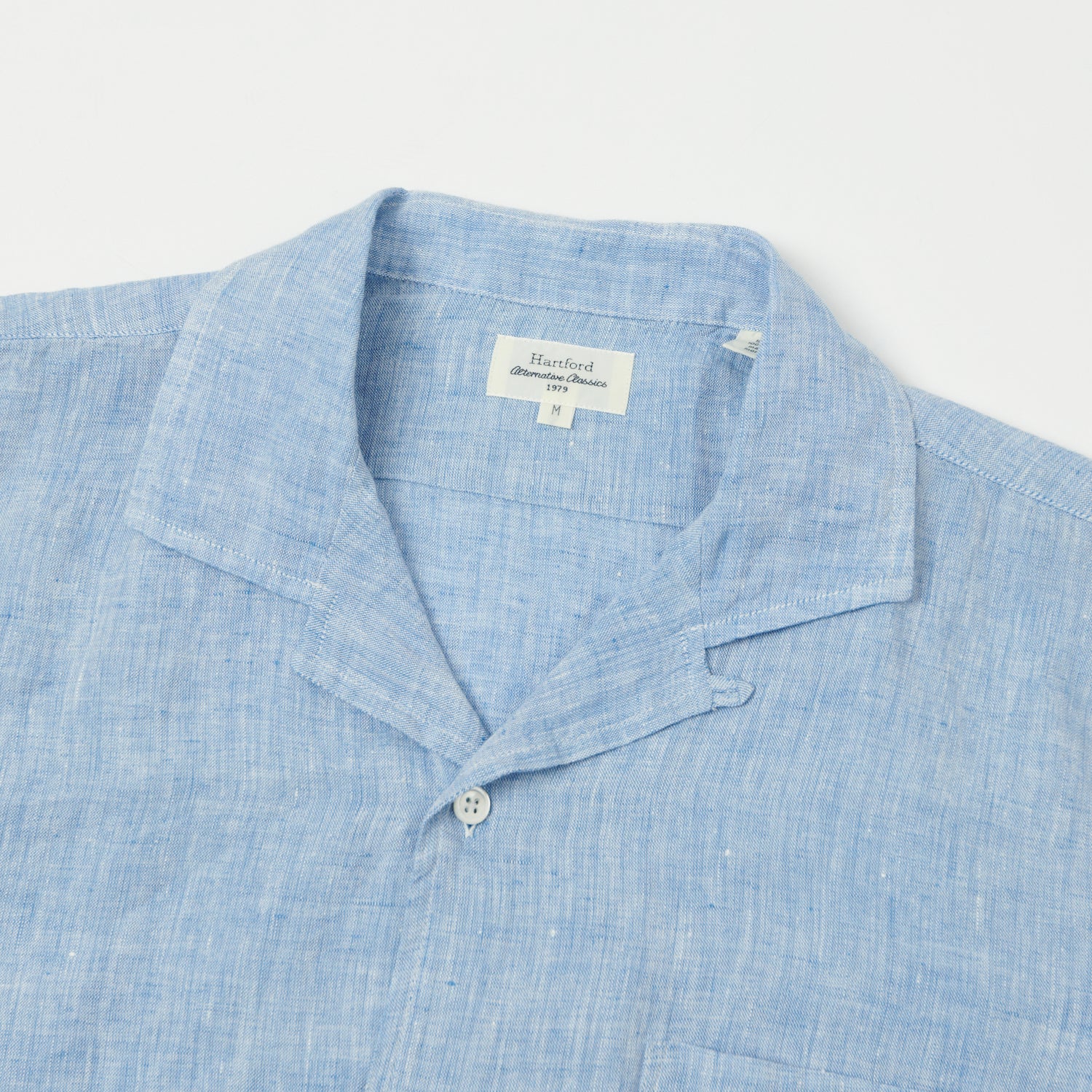 Hartford 'Palm' Camp Collar Linen Shirt - Sky