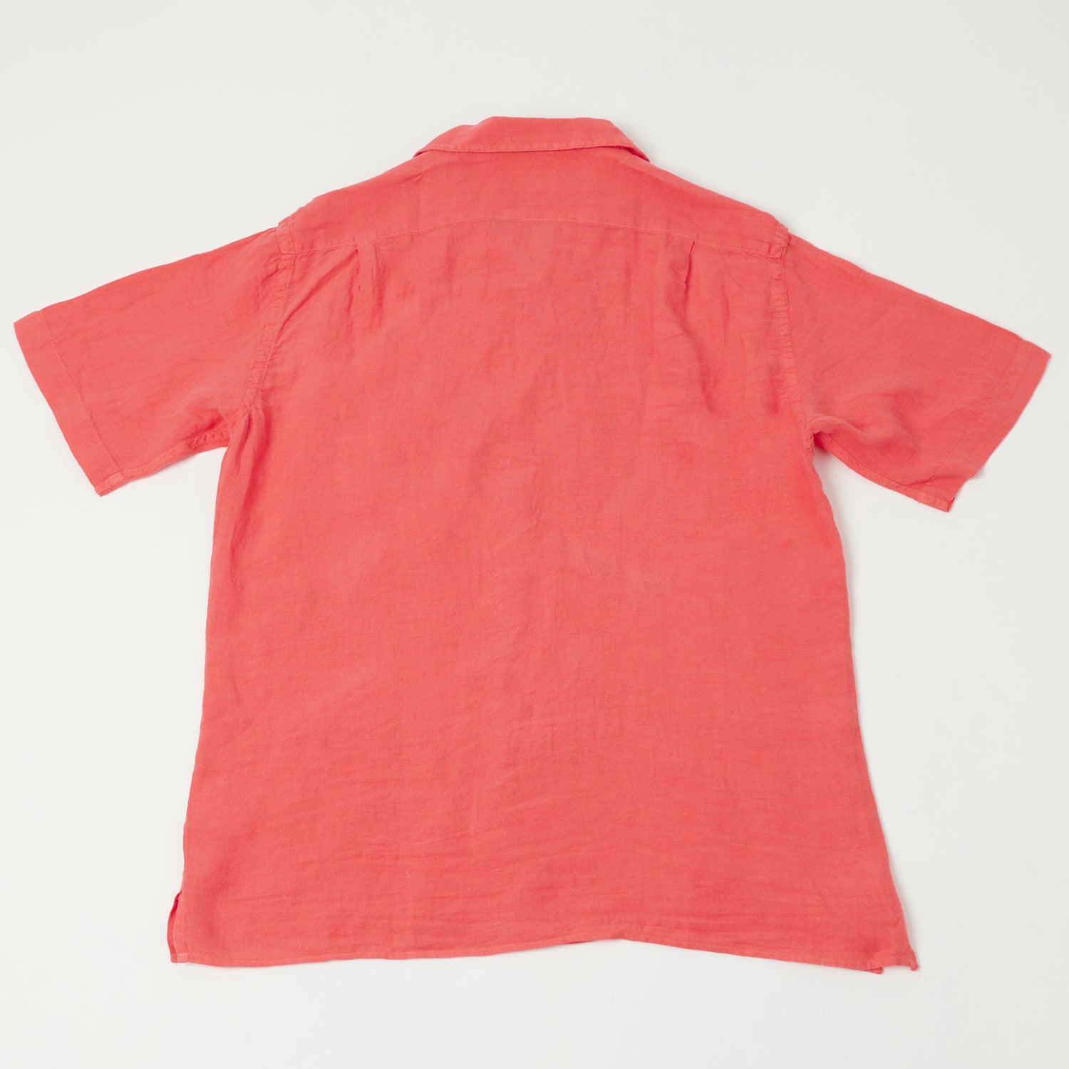 Hartford 'Palm' Camp Collar Linen Shirt - Faded Red