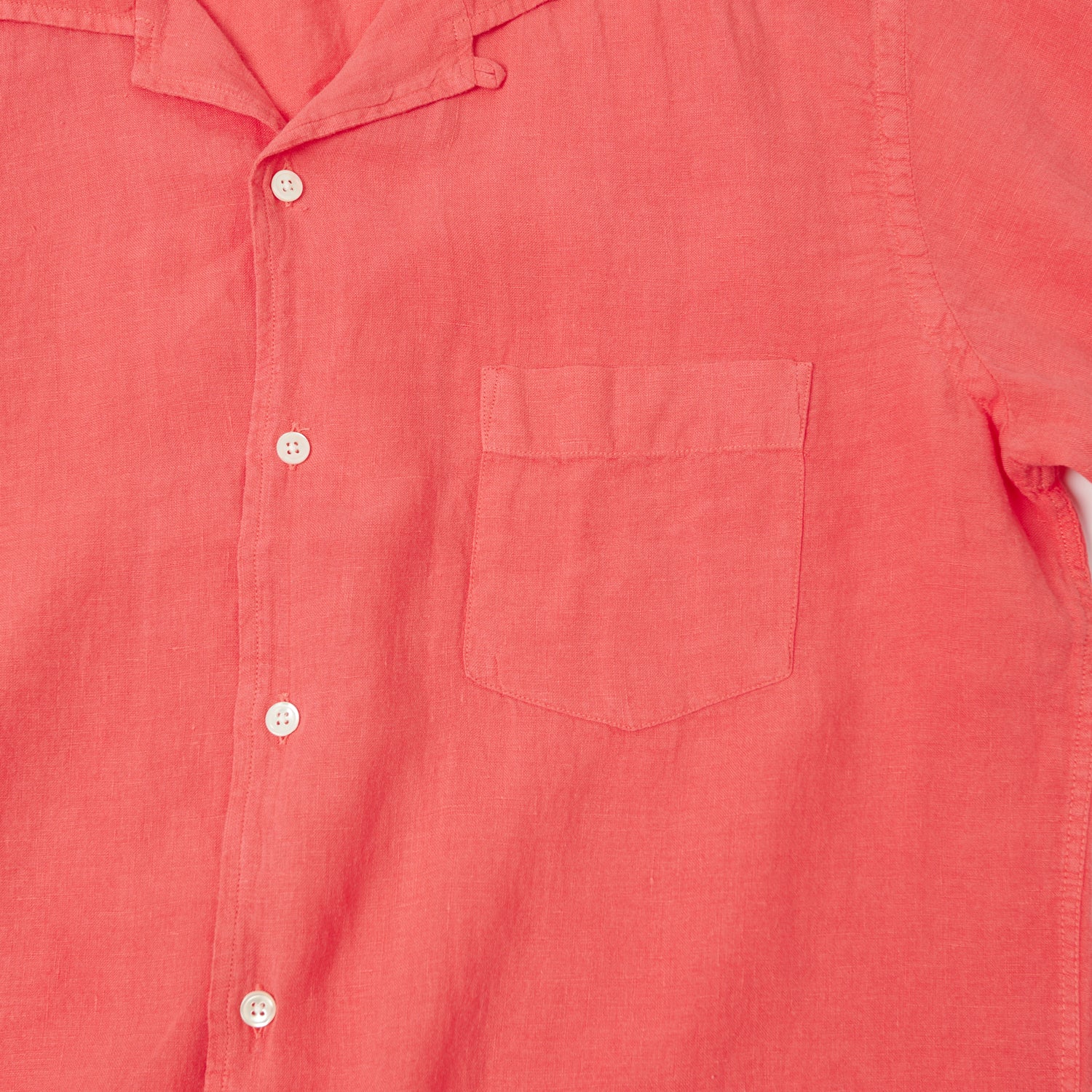 Hartford 'Palm' Camp Collar Linen Shirt - Faded Red