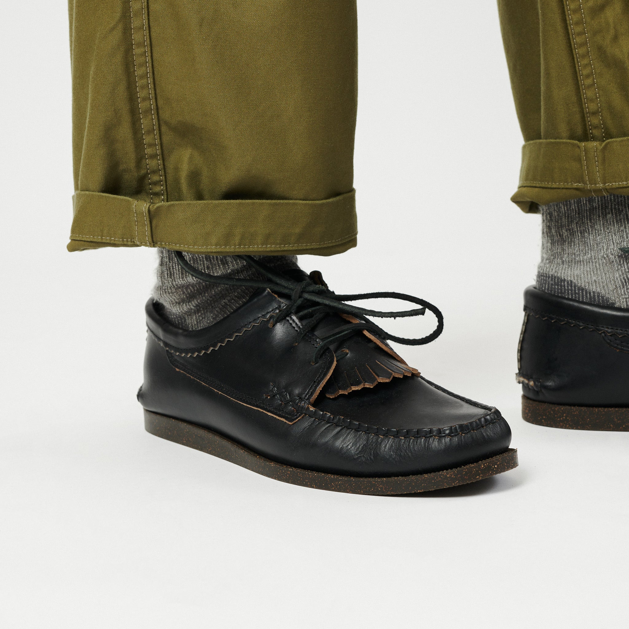 Yuketen Blucher w/ Kiltie Camp Sole Shoe - G Black