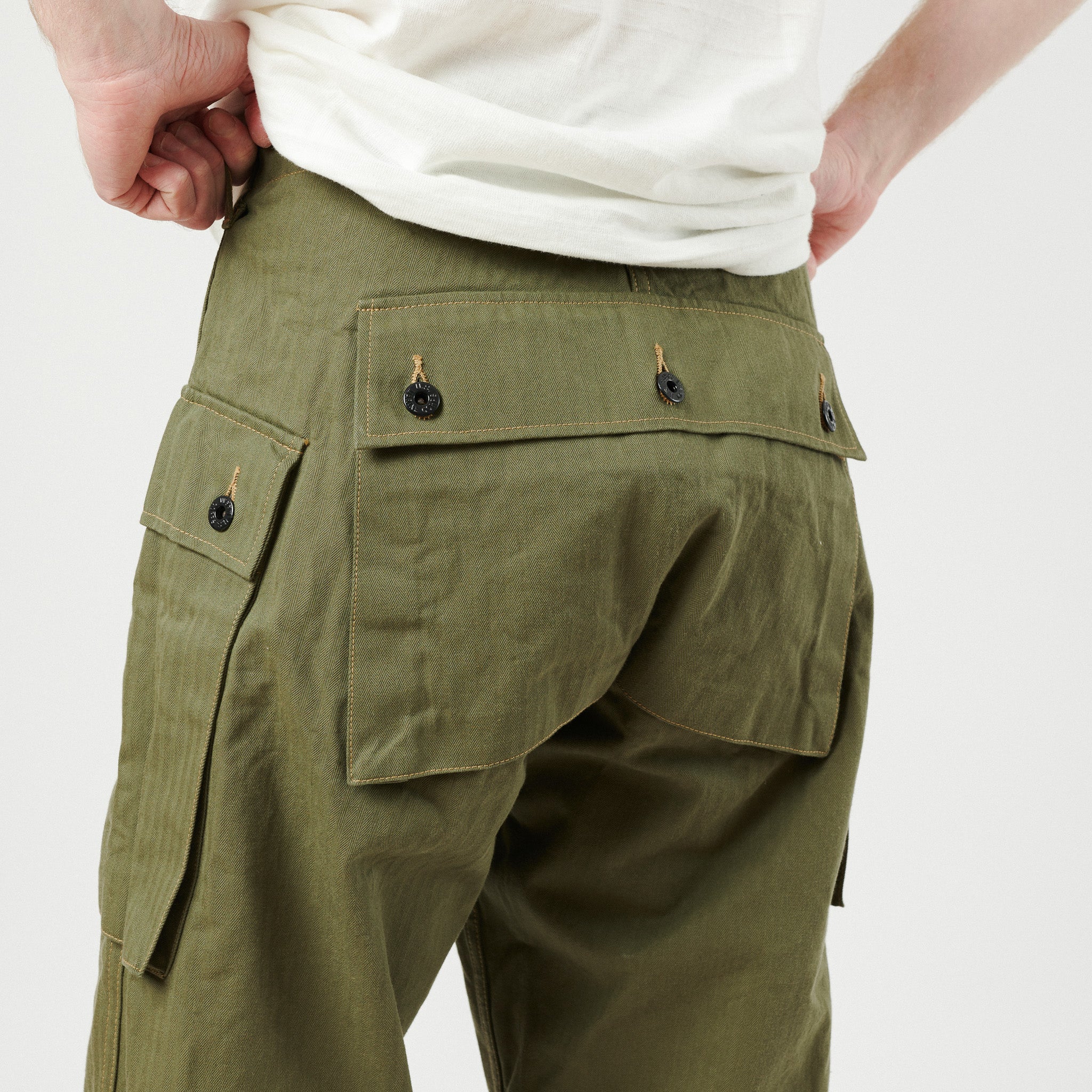 Buzz Rickson's U.S. Marine Corps P44 Herringbone 'Monkey Pants' - Olive