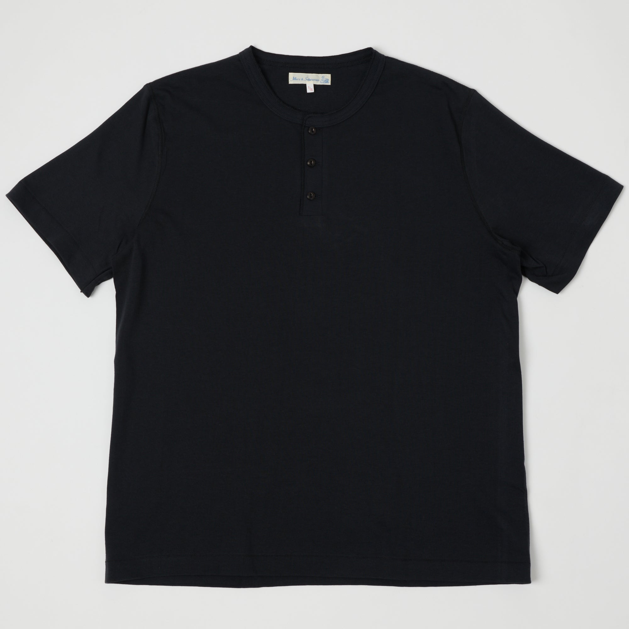Merz b. Schwanen 204SL Short Sleeve Henley - Charcoal