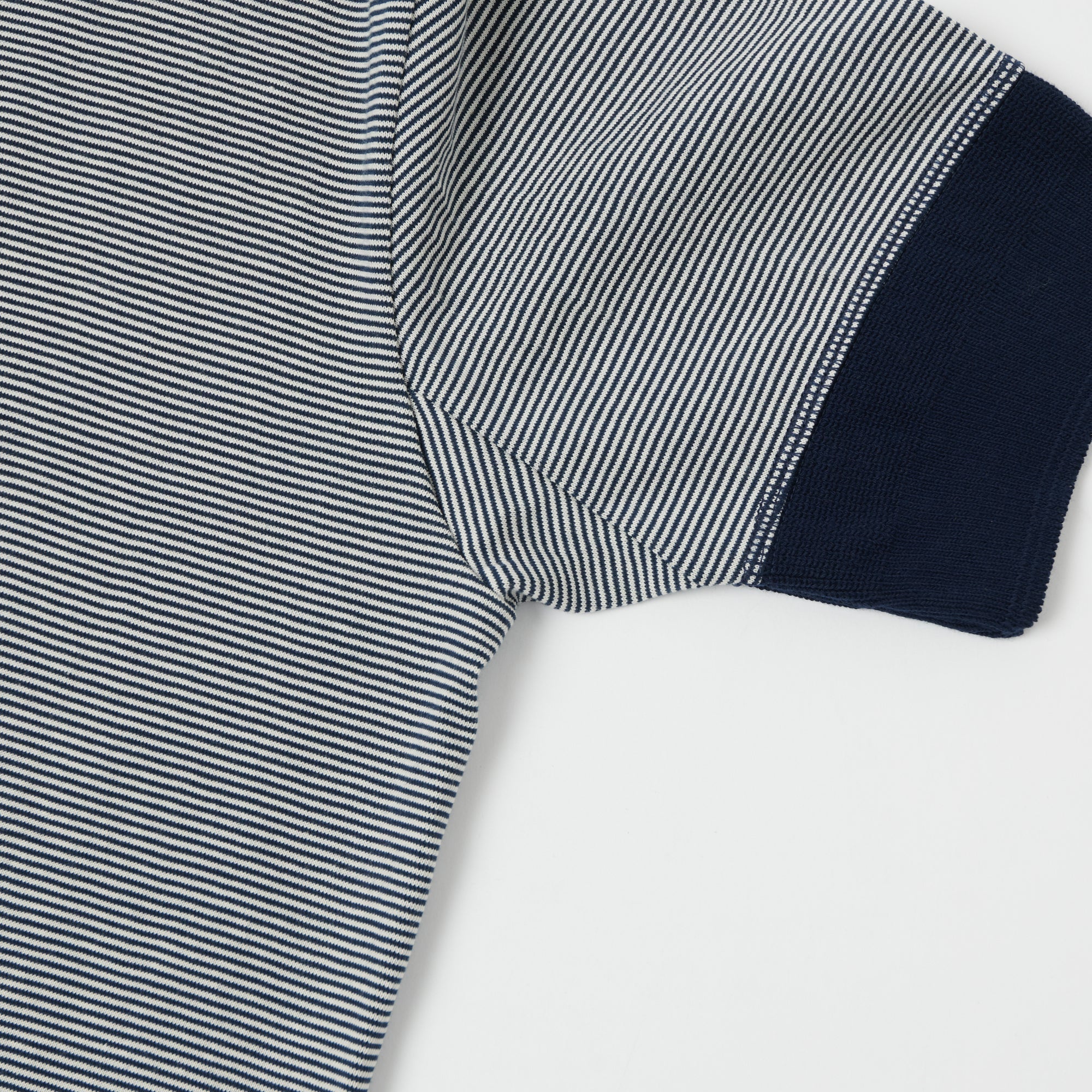 Merz b. Schwanen 227 Short Sleeve Striped Henley - Ink Blue/Nature