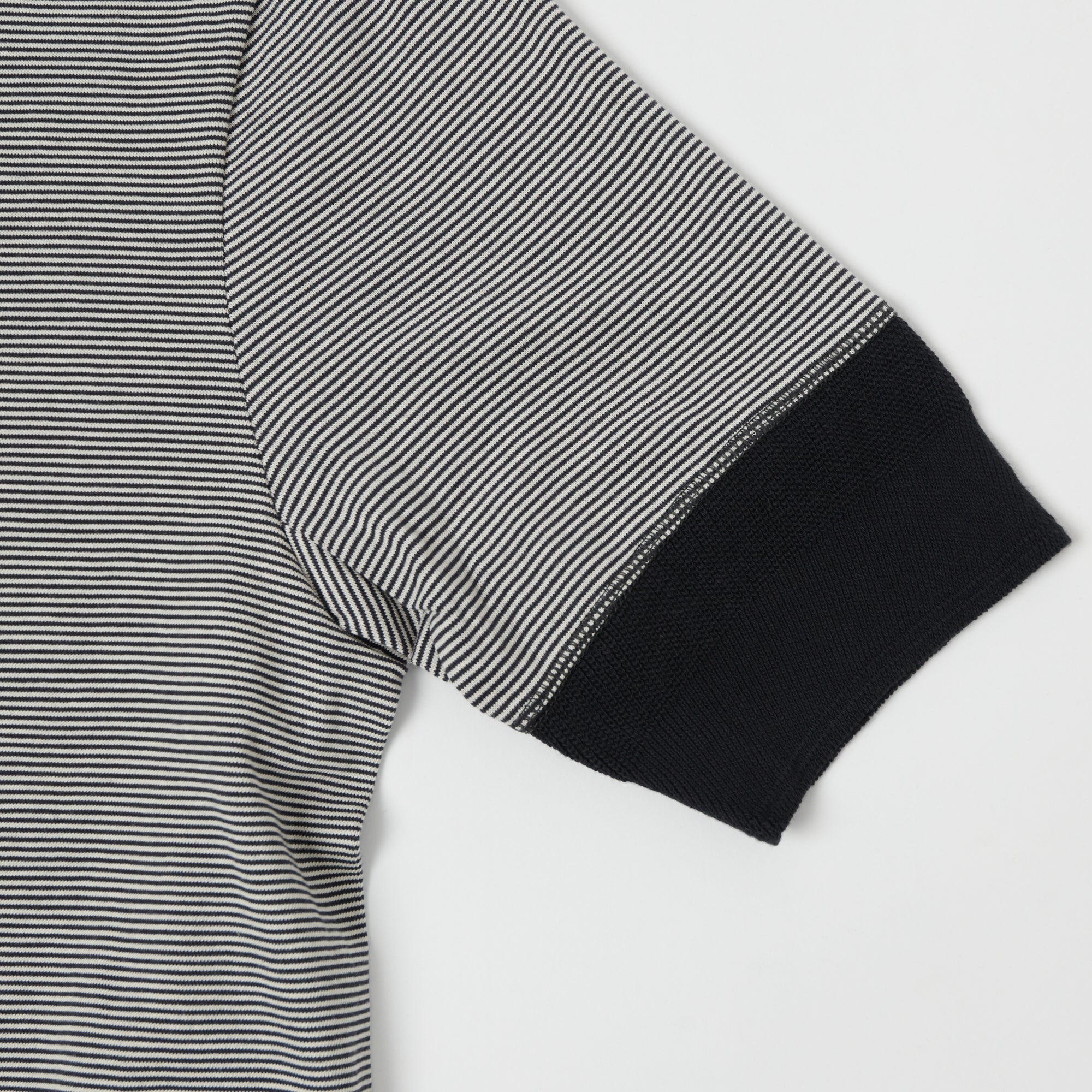 Merz b. Schwanen 227 Short Sleeve Striped Henley - Charcoal/Nature