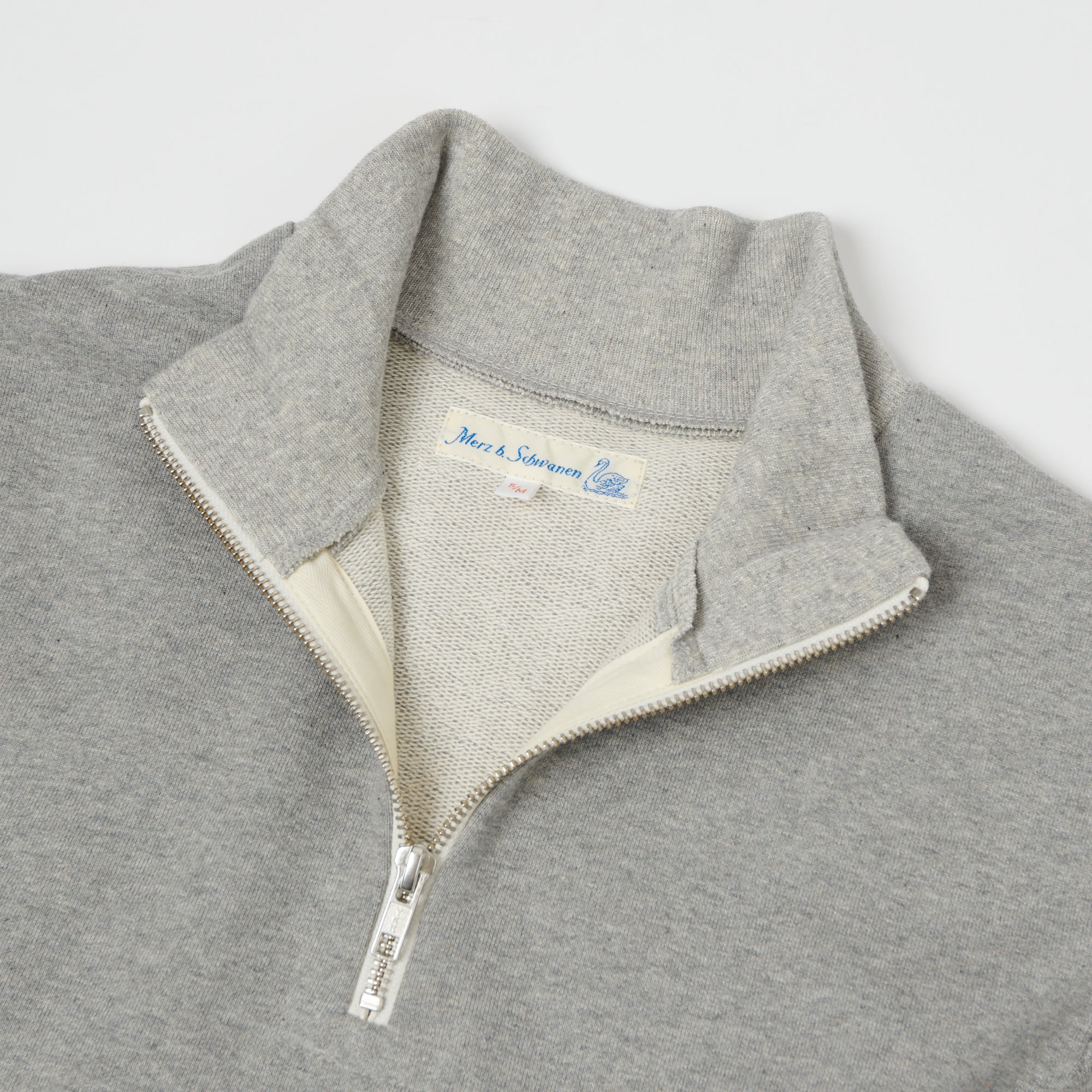 Merz b. Schwanen 343Z Half Zip Sweatshirt - Grey Melange