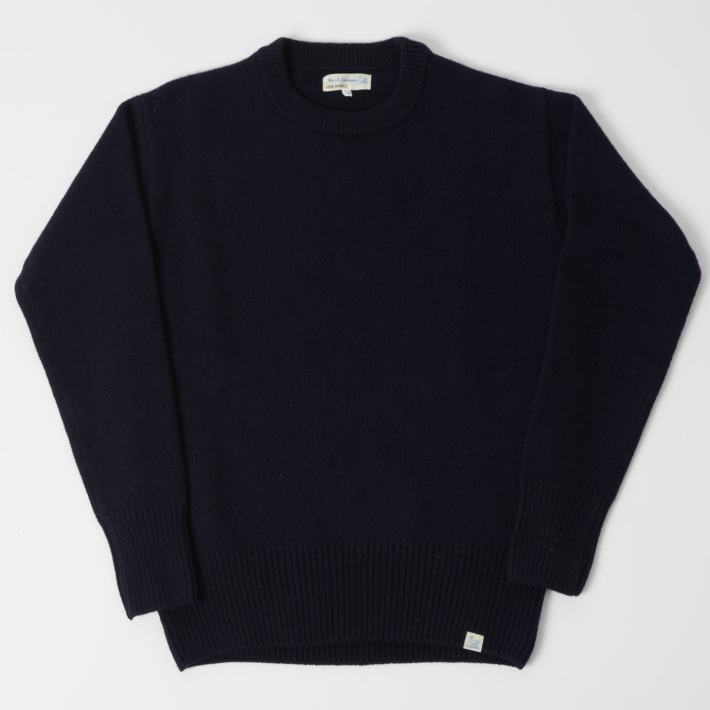 Merz b. Schwanen 'Good Basics' Wool Cashmere Knit Pullover - Dark Navy