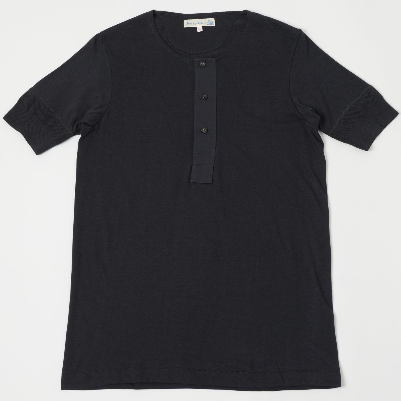 Merz b. Schwanen 103 Lightweight Short Sleeve Henley - Charcoal