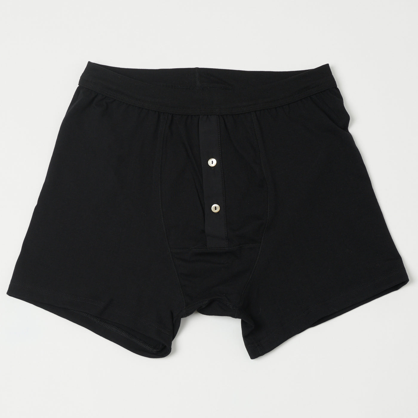 Merz b. Schwanen 255 Button Fly Boxer Brief - Deep Black