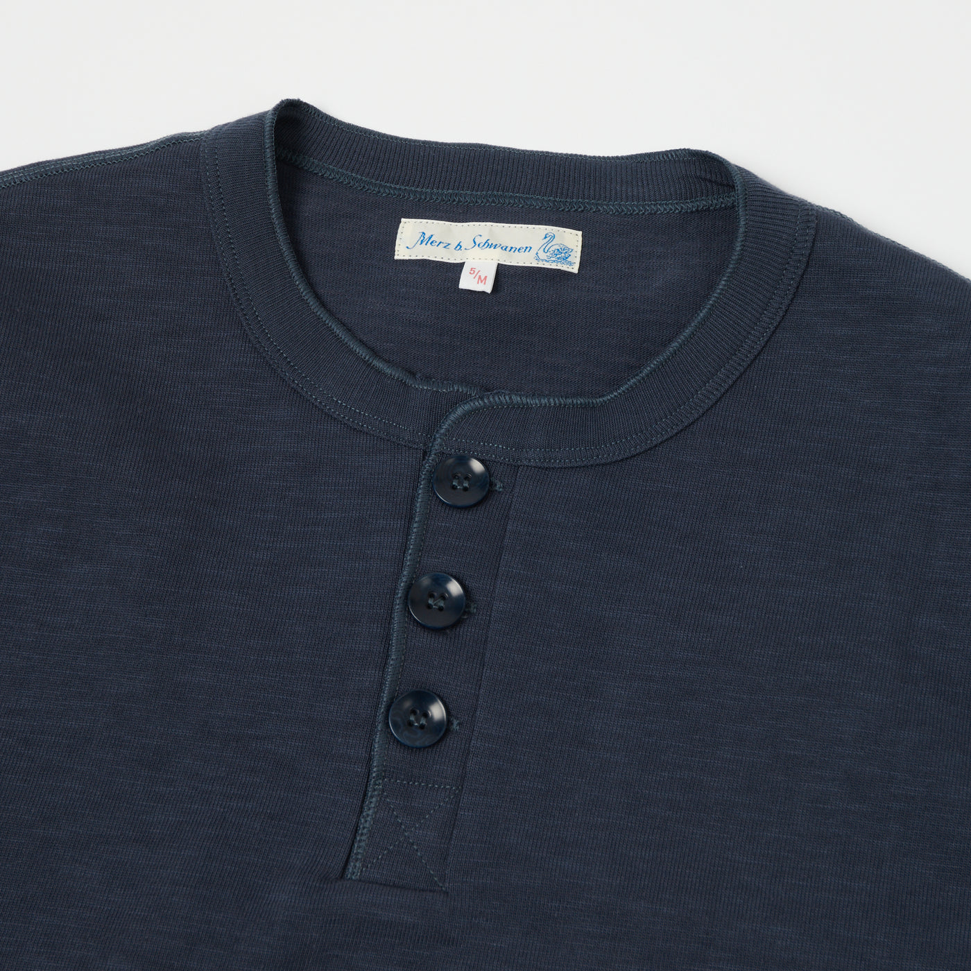 Merz b. Schwanen 2S04SL Heavyweight Short Sleeve Henley - Navy