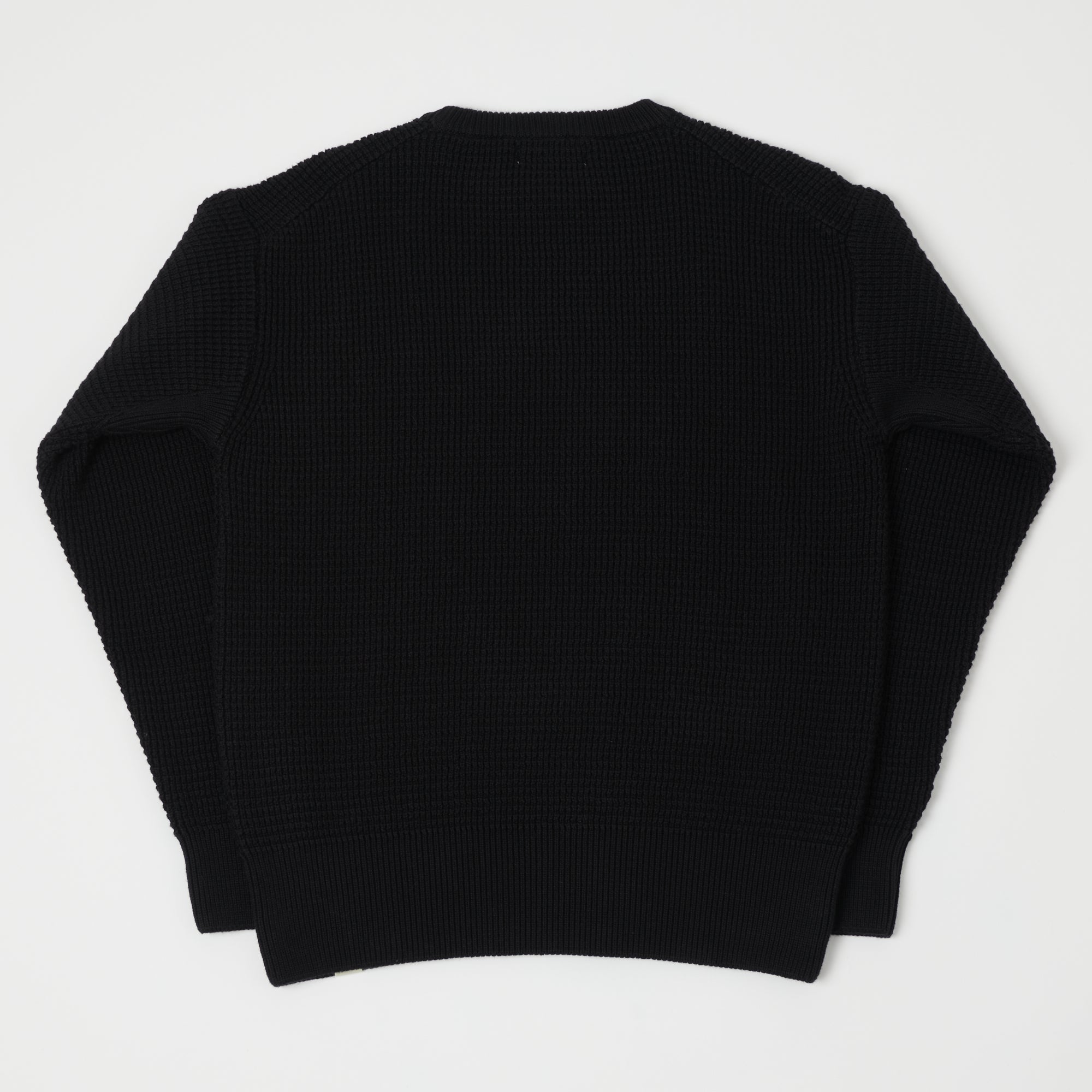 Merz b. Schwanen CCWC01 Knit Crew Waffle Pullover - Deep Black