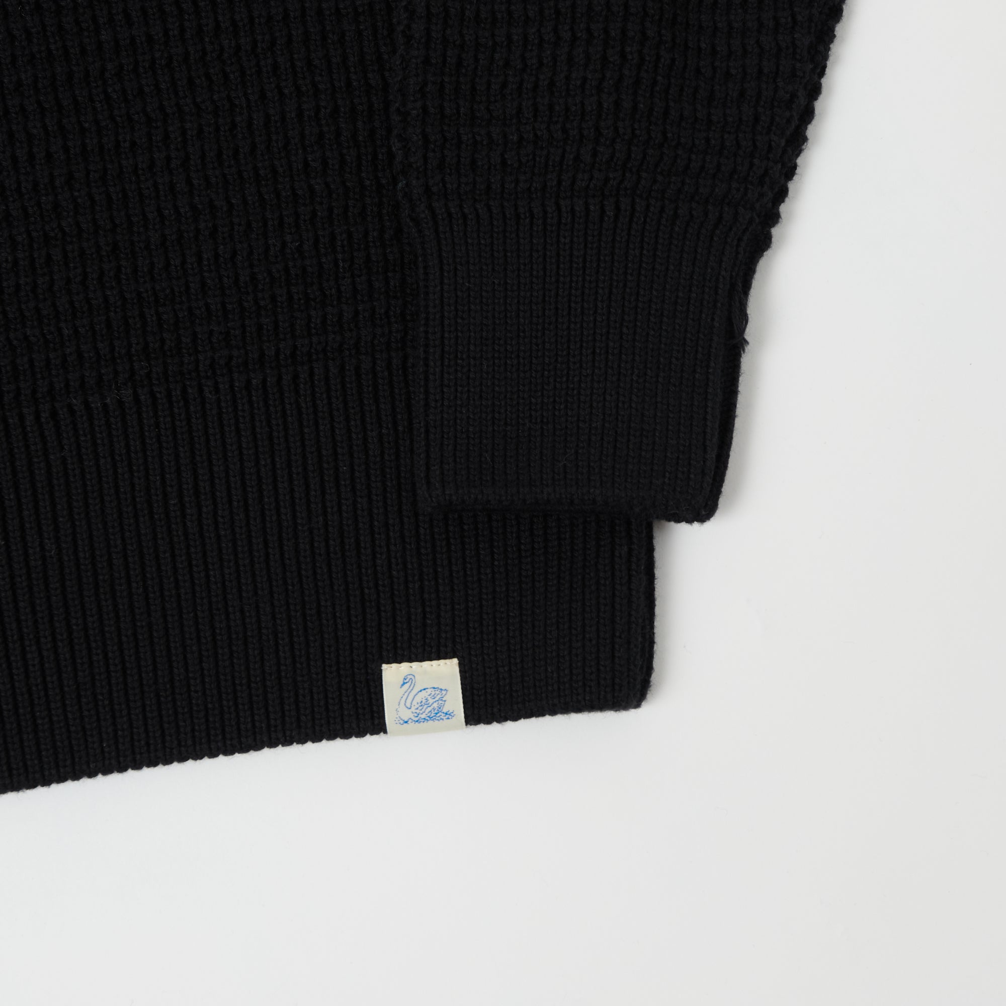 Merz b. Schwanen CCWC01 Knit Crew Waffle Pullover - Deep Black