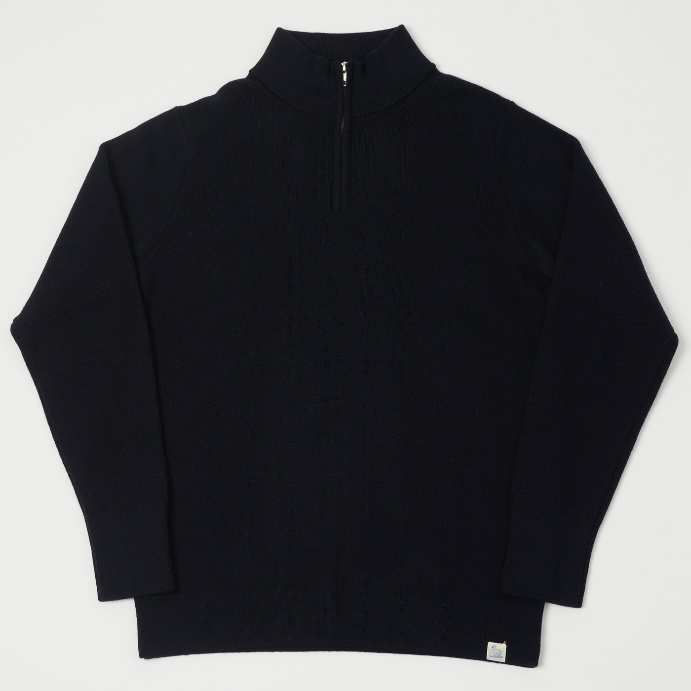 Merz b. Schwanen 'Good Basics' Merino Wool Quarter Zip Pullover - Dark Navy