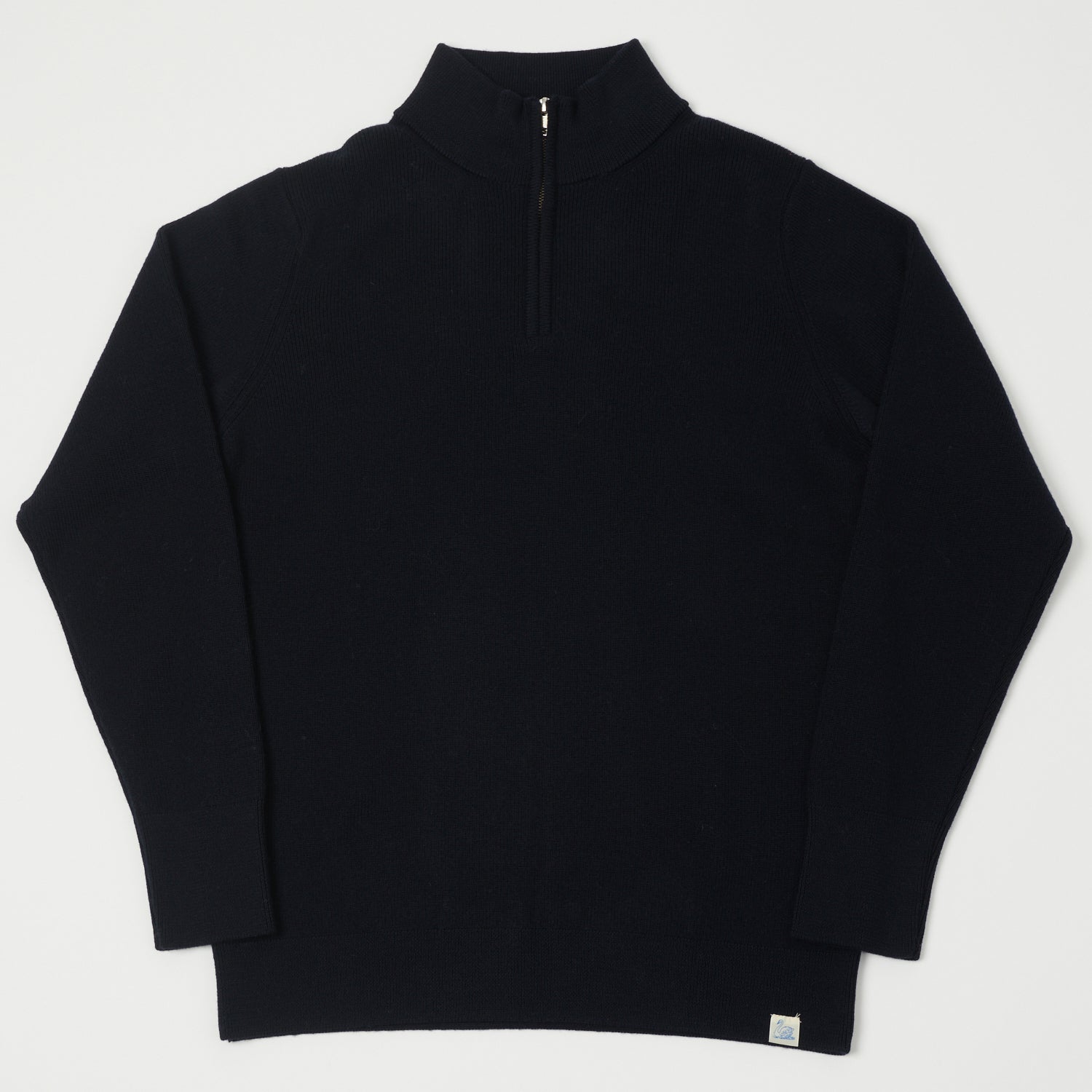 Merz b. Schwanen 'Good Basics' Merino Wool Quarter Zip Pullover - Dark Navy