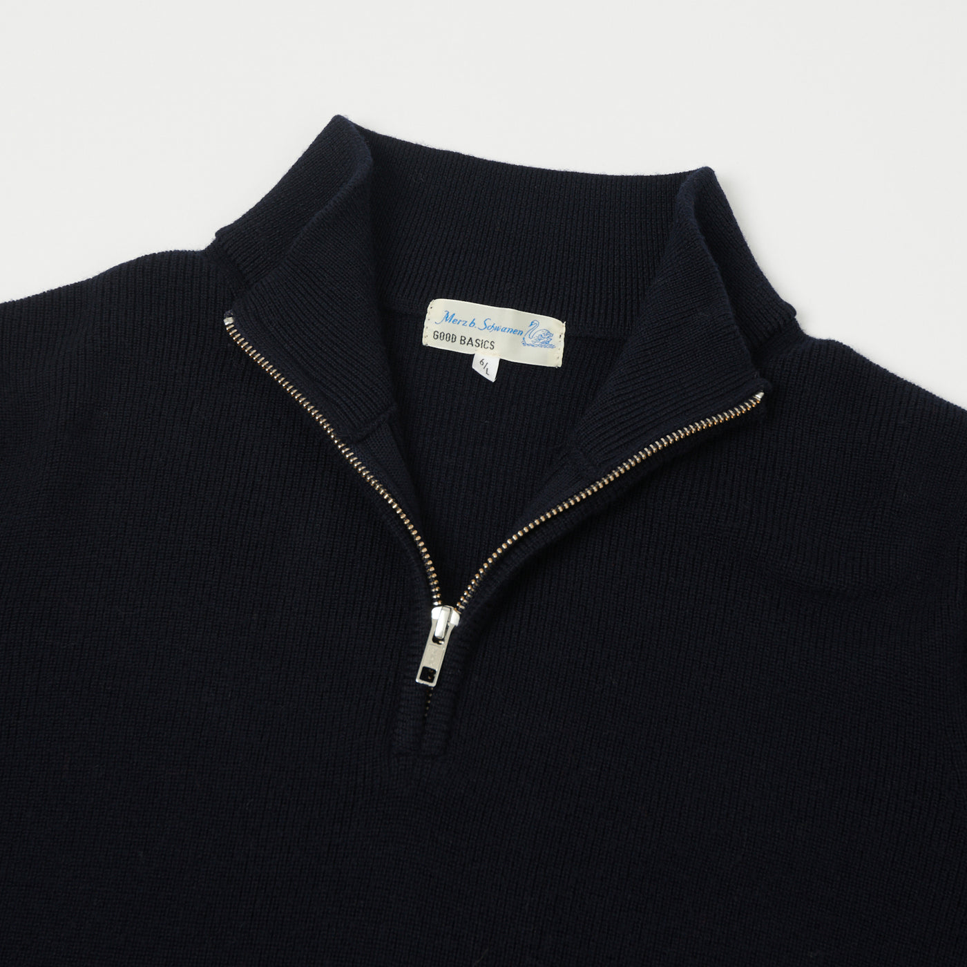Merz b. Schwanen 'Good Basics' Merino Wool Quarter Zip Pullover - Dark Navy