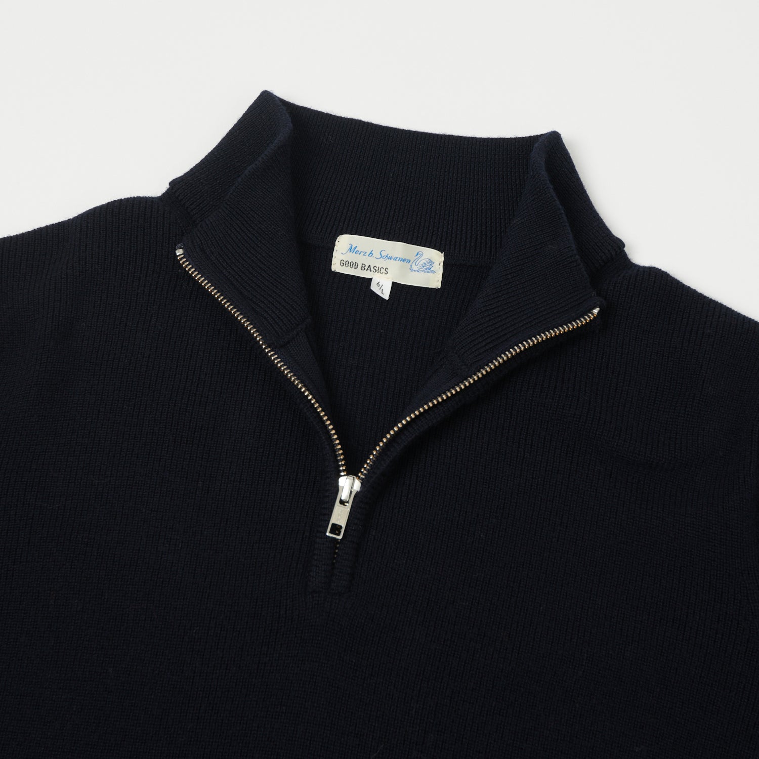 Merz b. Schwanen 'Good Basics' Merino Wool Quarter Zip Pullover - Dark Navy