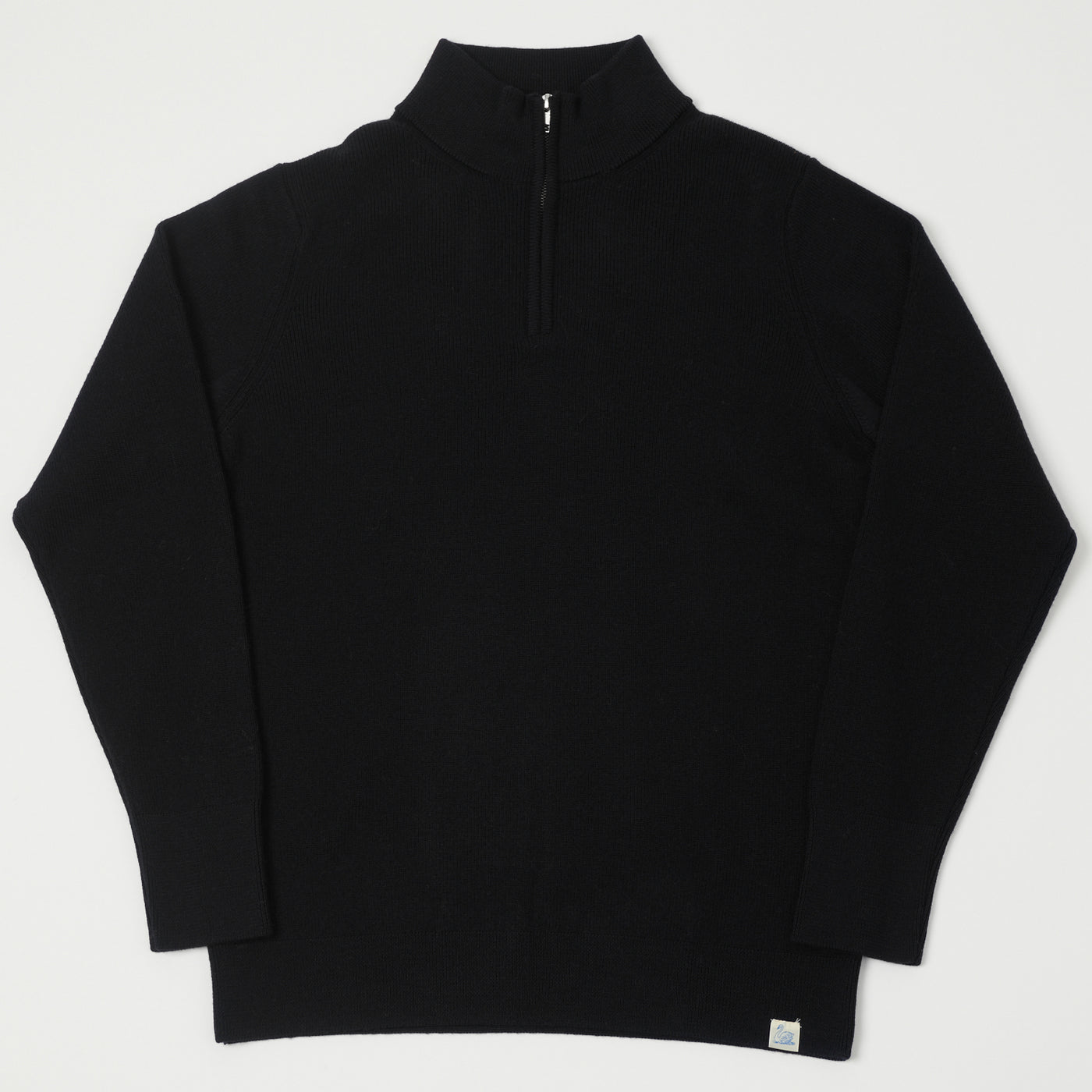 Merz b. Schwanen 'Good Basics' Merino Wool Quarter Zip Pullover - Deep Black