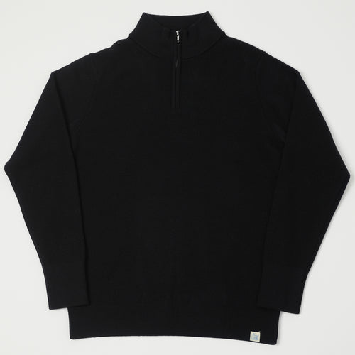 Merz b. Schwanen 'Good Basics' Merino Wool Quarter Zip Pullover - Deep Black