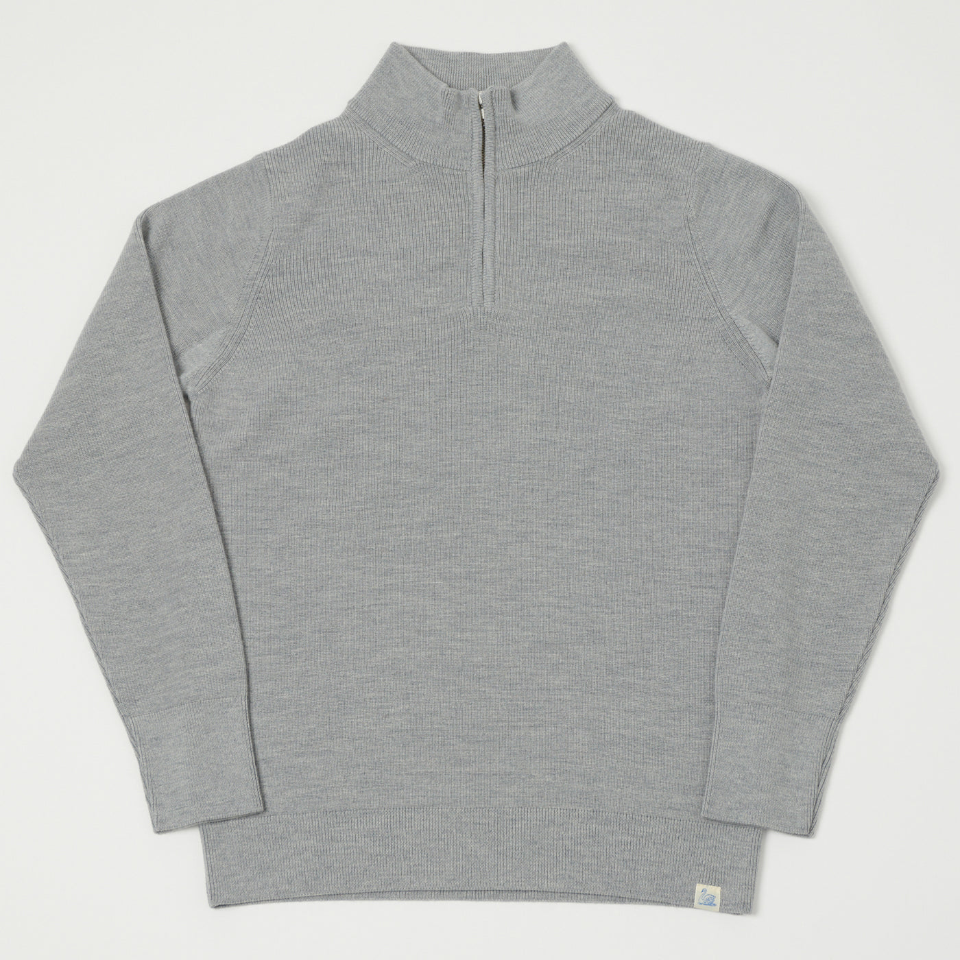 Merz b. Schwanen 'Good Basics' Merino Wool Quarter Zip Pullover - Grey Marl