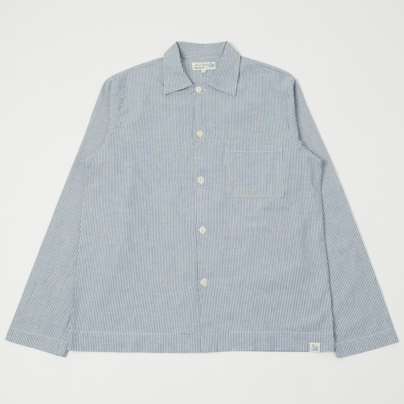 Merz b. Schwanen 'Good Basics' Pyjama Top - Denim Blue/Natural