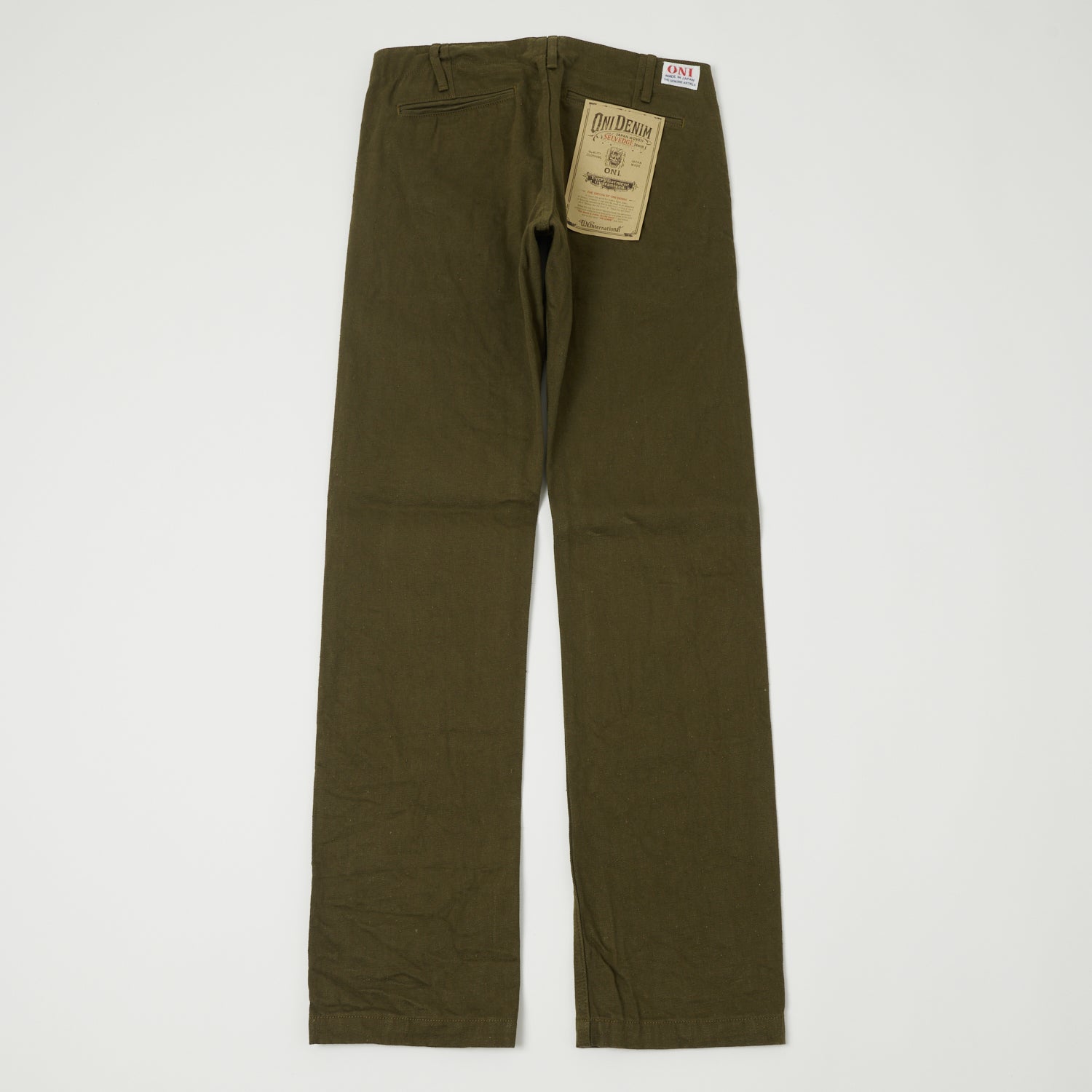 ONI Denim 727DK 12oz Dark Olive Sulfur Slim Straight Chino - Rinsed