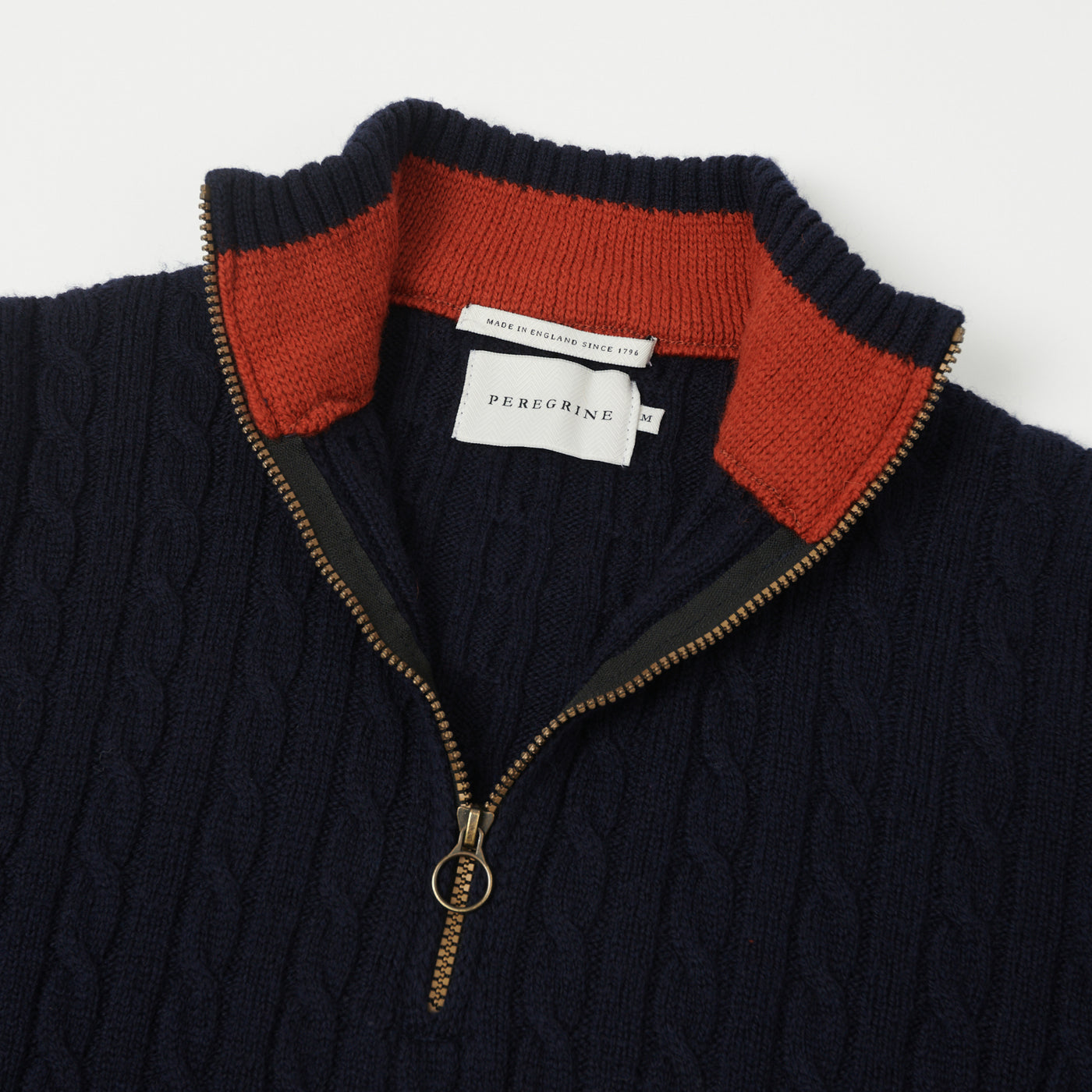 Peregrine Cable Knit Quarter Zip Jumper - Navy