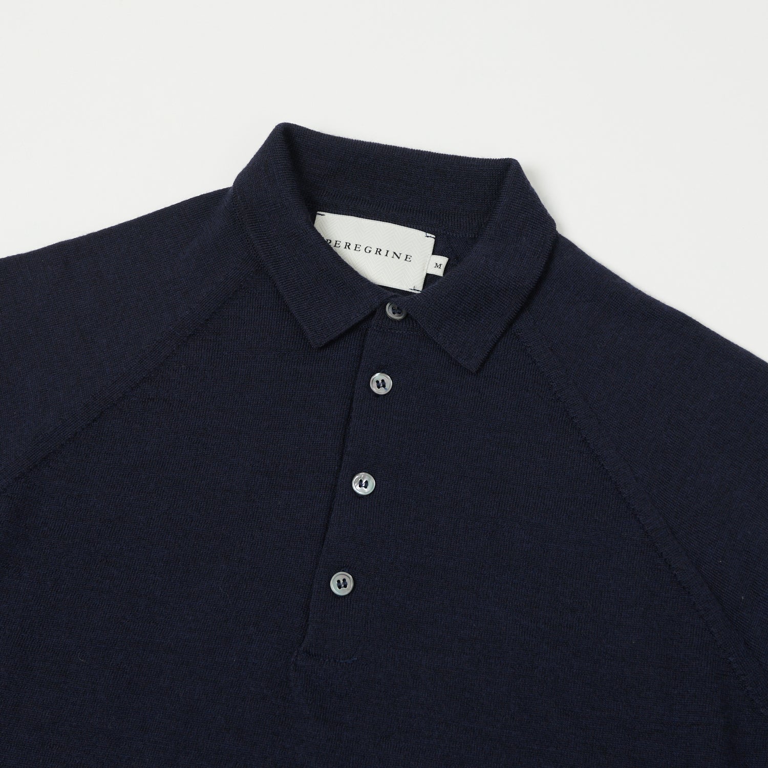 Peregrine Long Sleeve Wool Polo Shirt - Navy