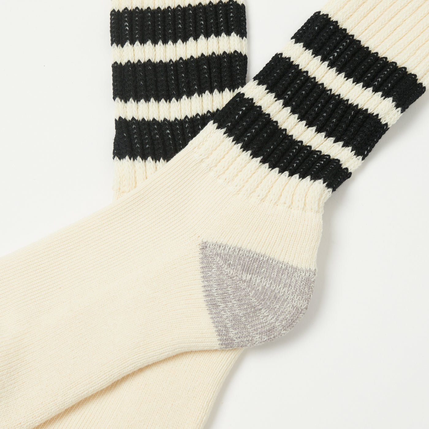 RoToTo Coarse Ribbed Oldschool Crew Sock - Black