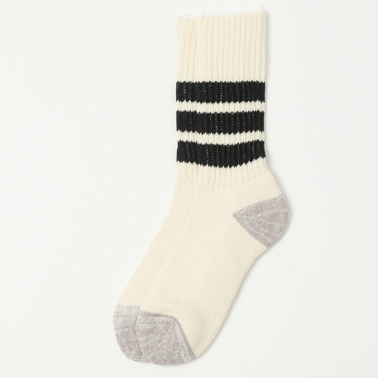 RoToTo Coarse Ribbed Oldschool Crew Sock - Black