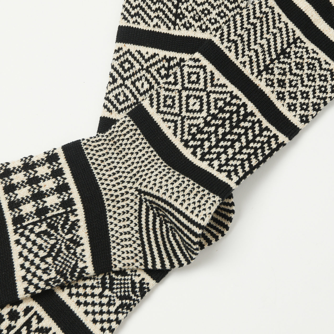 RoToTo Multi Jacquard Sock - Ivory/Black