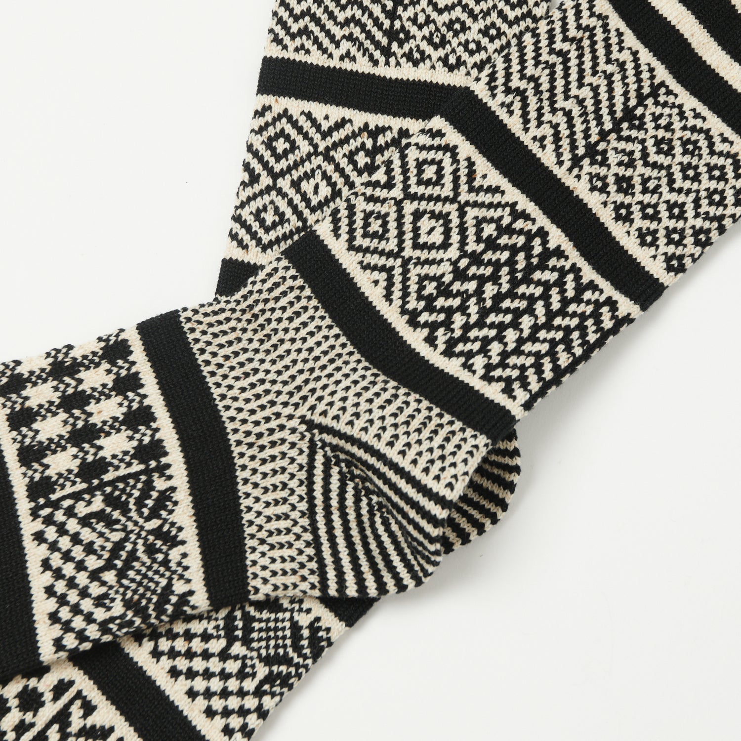 RoToTo Multi Jacquard Sock - Ivory/Black