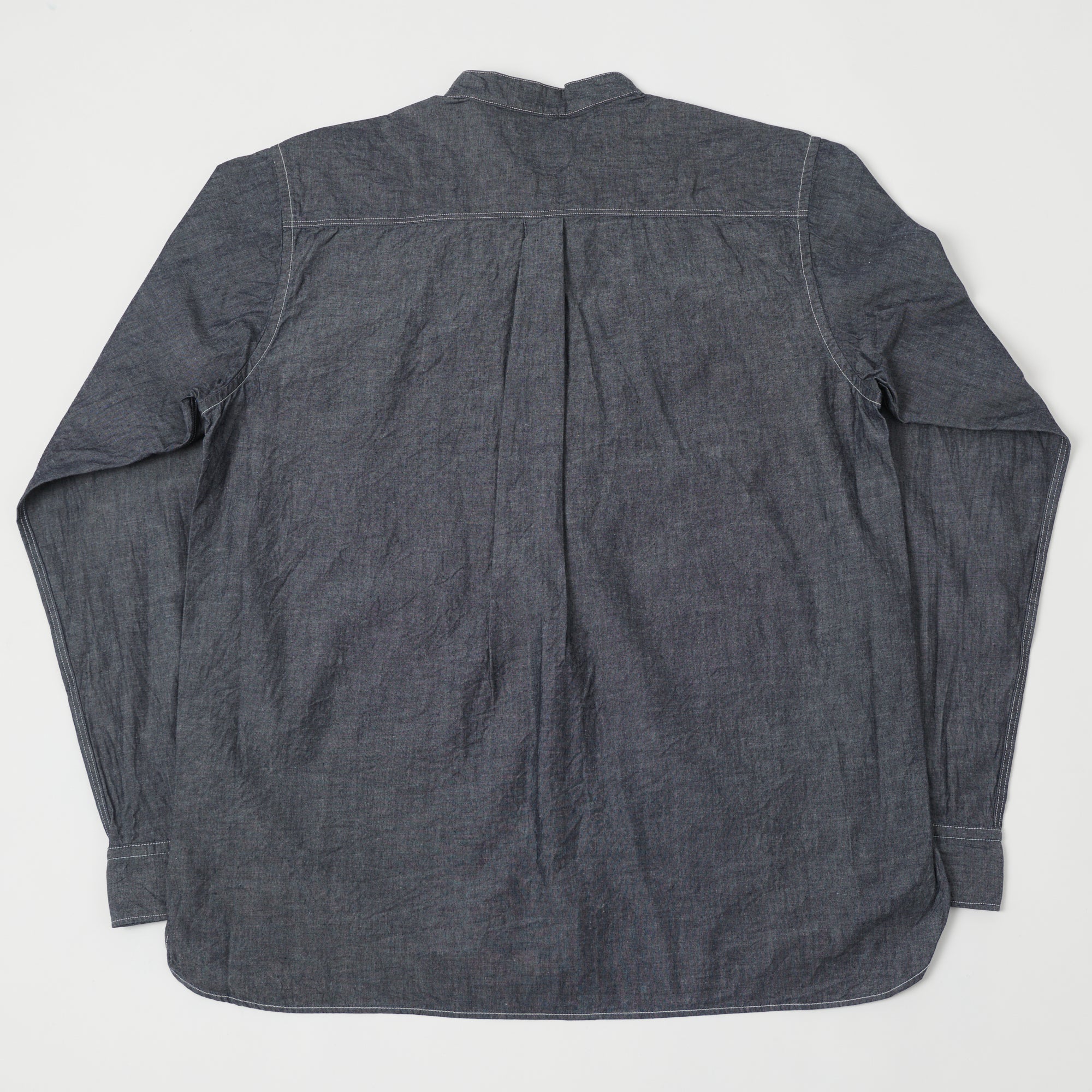 Spellbound Stand Collar Chambray Shirt - Navy