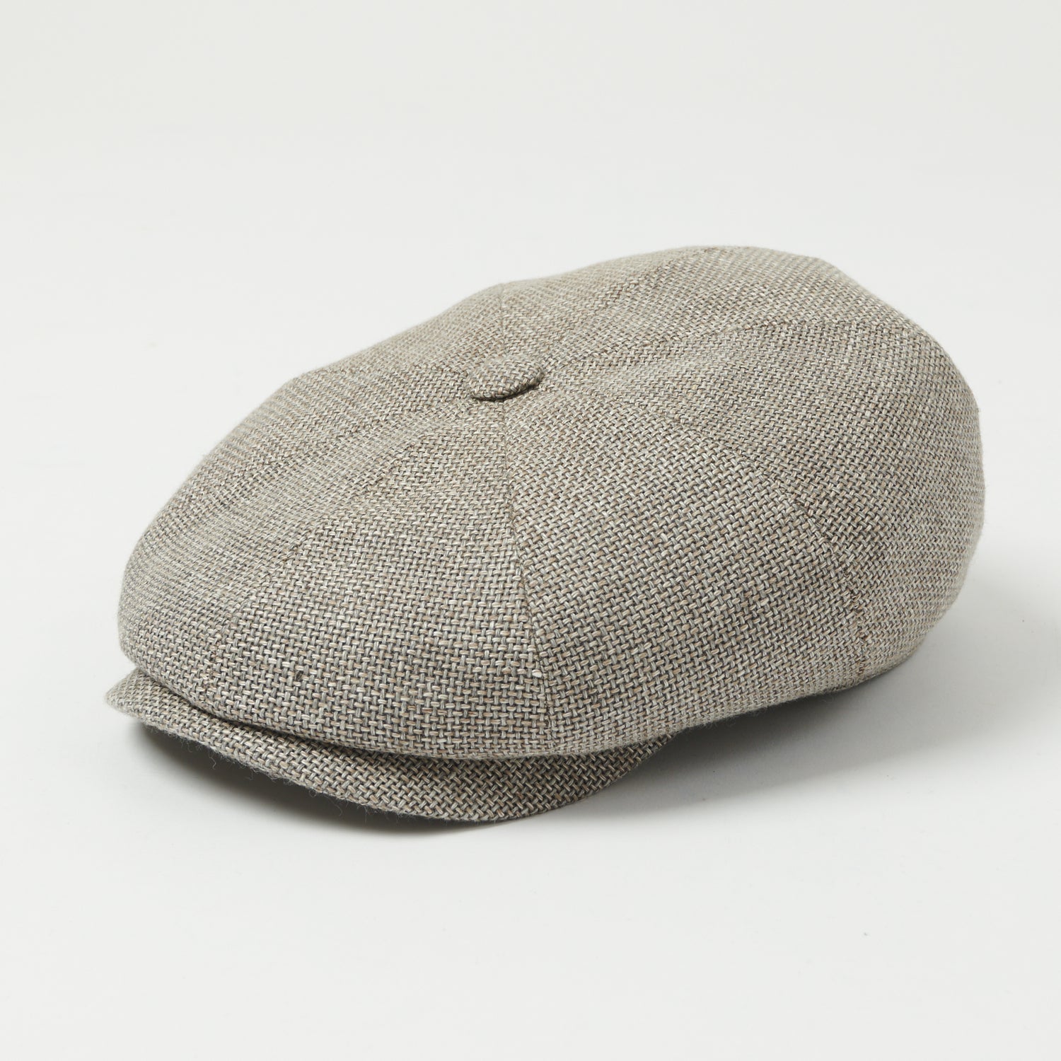 Stetson Hatteras 'Ellington' Wool/Linen Flat Cap - Grey/Beige Mottled