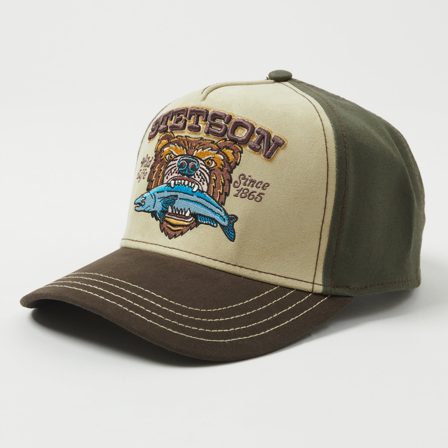 Stetson 'Wild Life' Trucker Cap - Olive/Brown