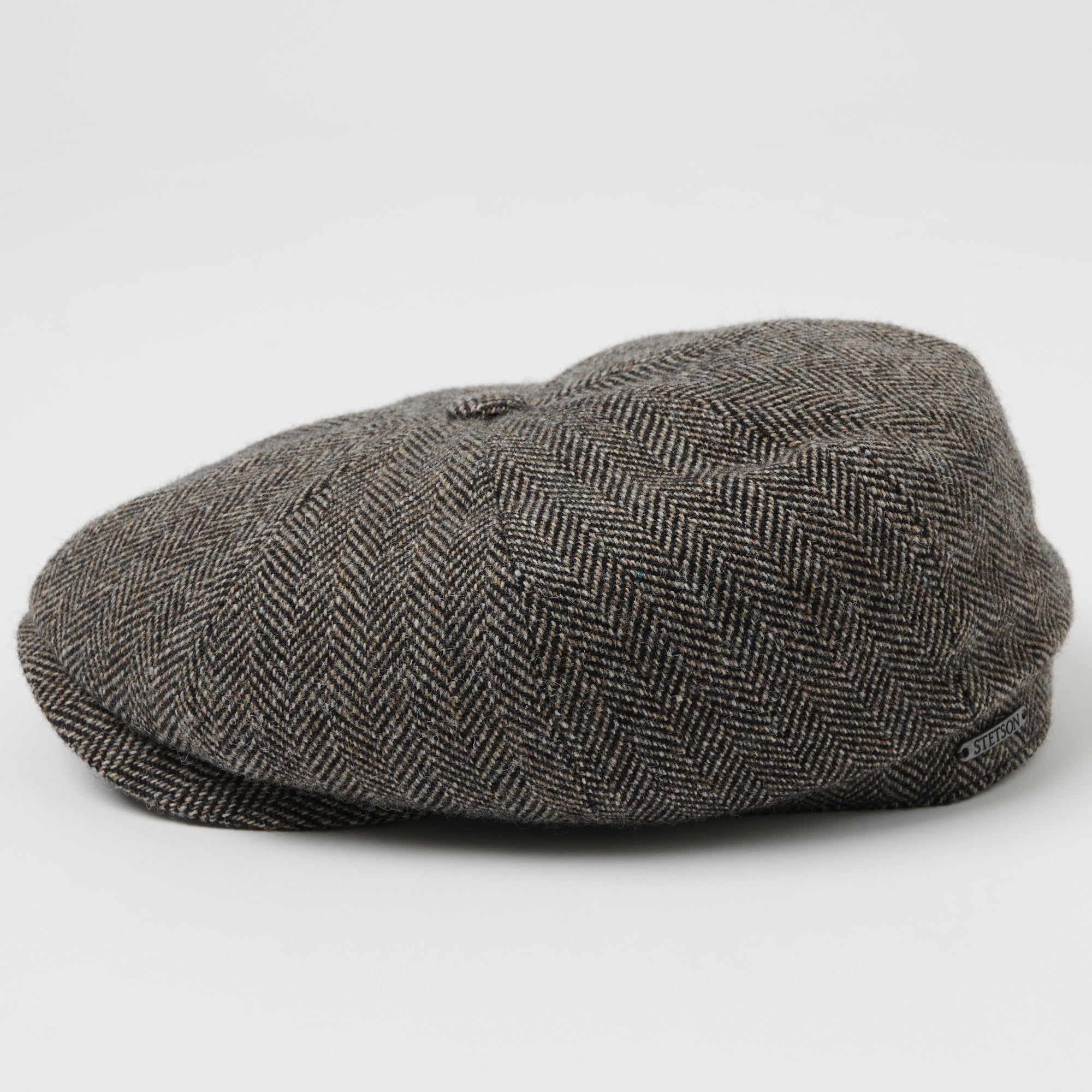 Stetson Hatteras Woolrich Herringbone Flat Cap - Grey