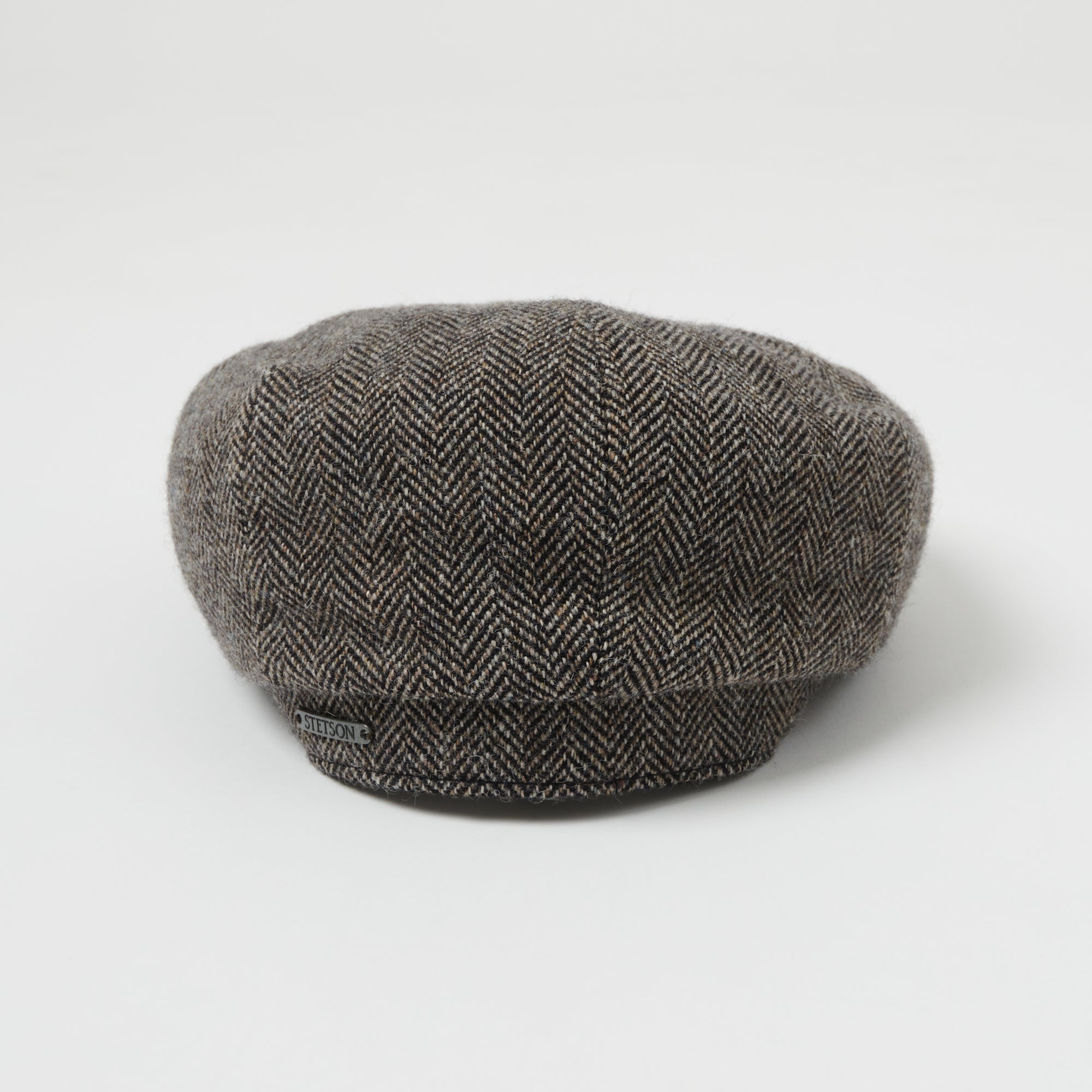 Stetson Hatteras Woolrich Herringbone Flat Cap - Grey