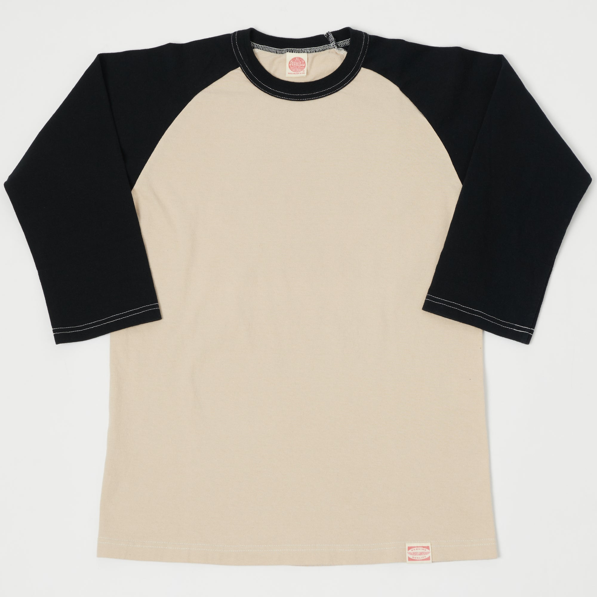 TOYS McCOY Raglan Sleeve Baseball T-Shirt - Ivory/Black