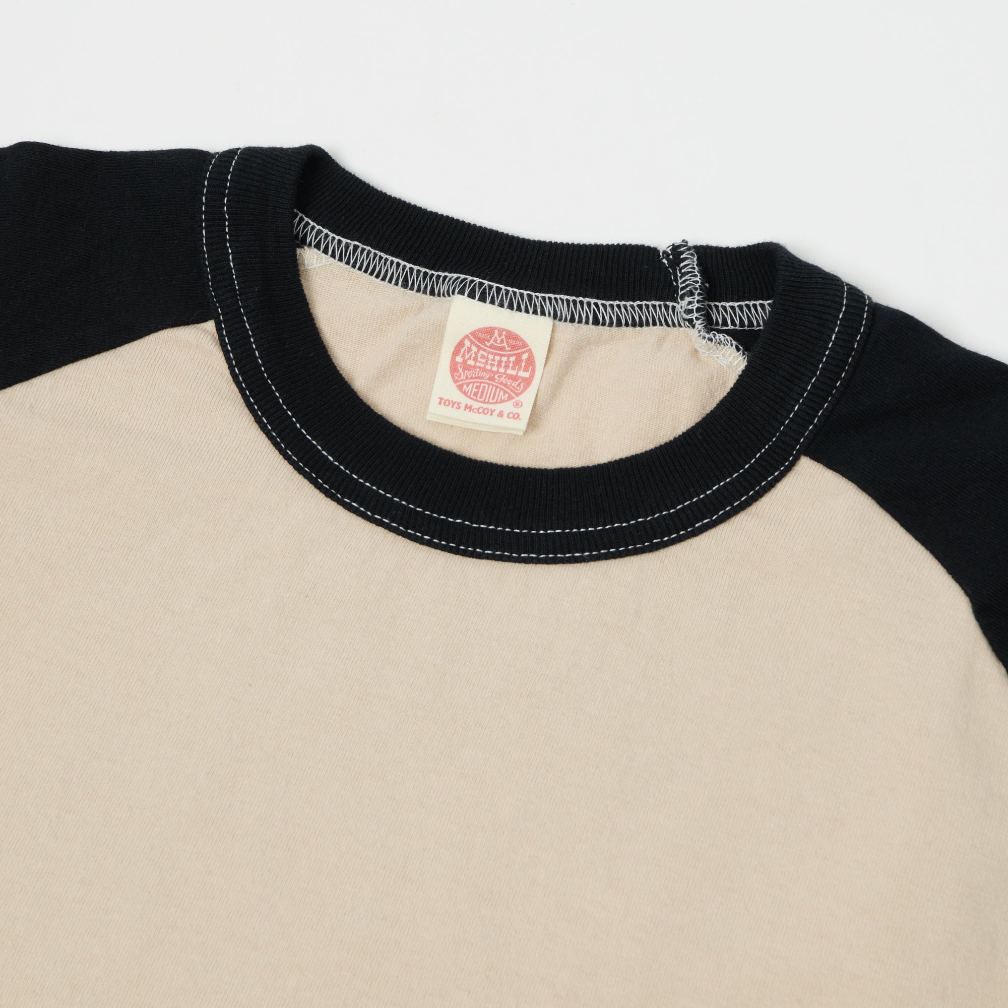 TOYS McCOY Raglan Sleeve Baseball T-Shirt - Ivory/Black