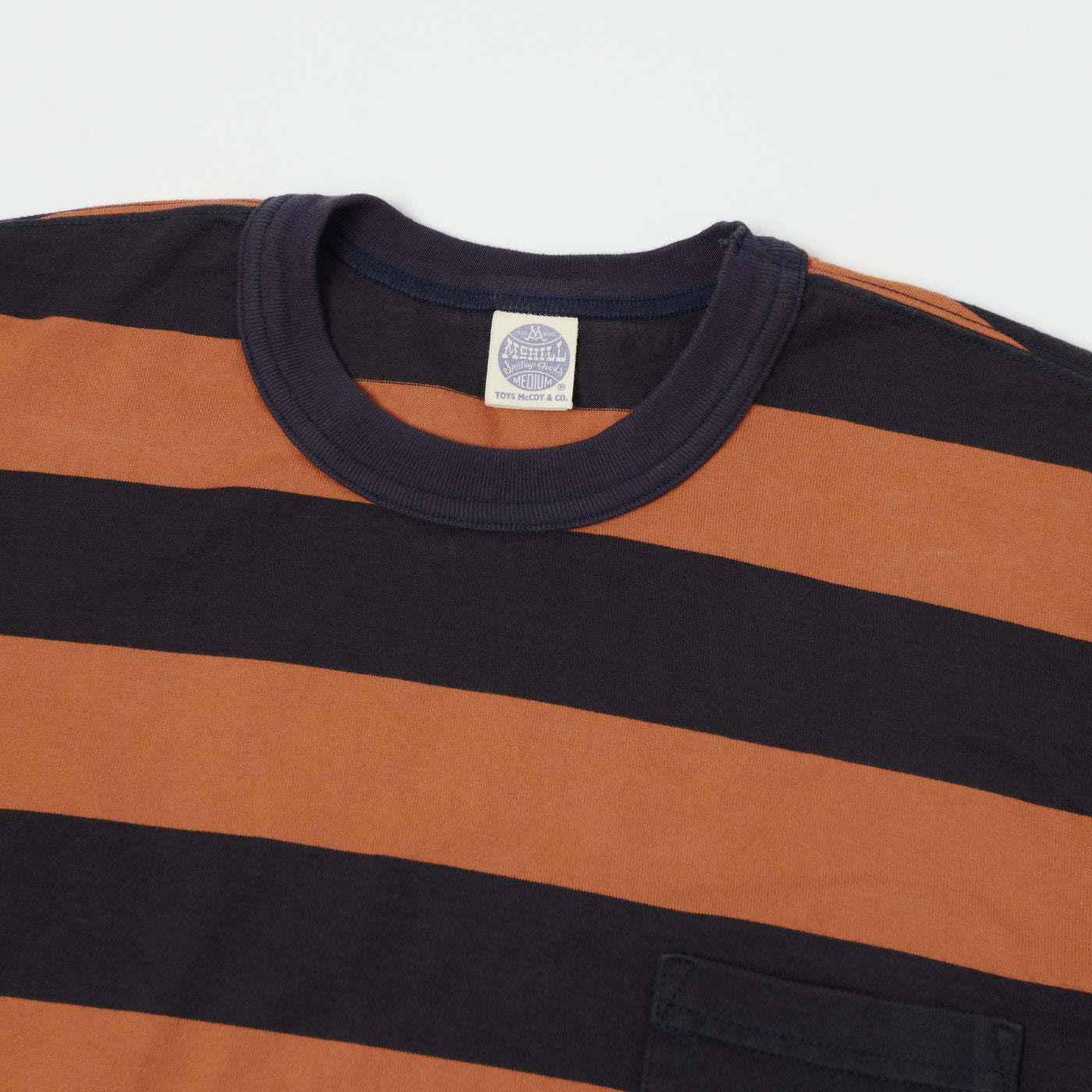 TOYS McCOY Bordered Stripe Pocket T-Shirt - Carrot/Navy