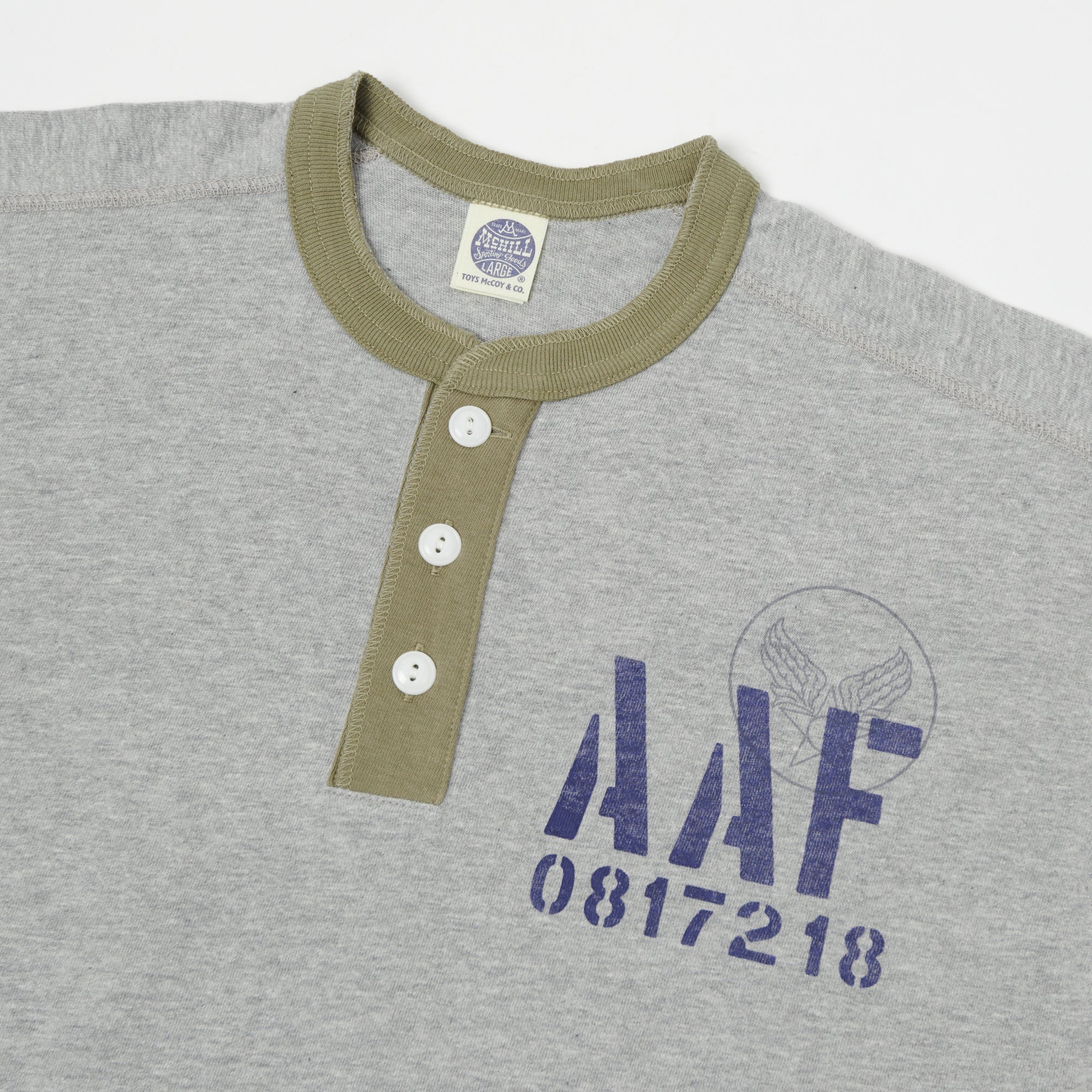 TOYS McCOY 'AAF' Military Union Henley - Grey/Army